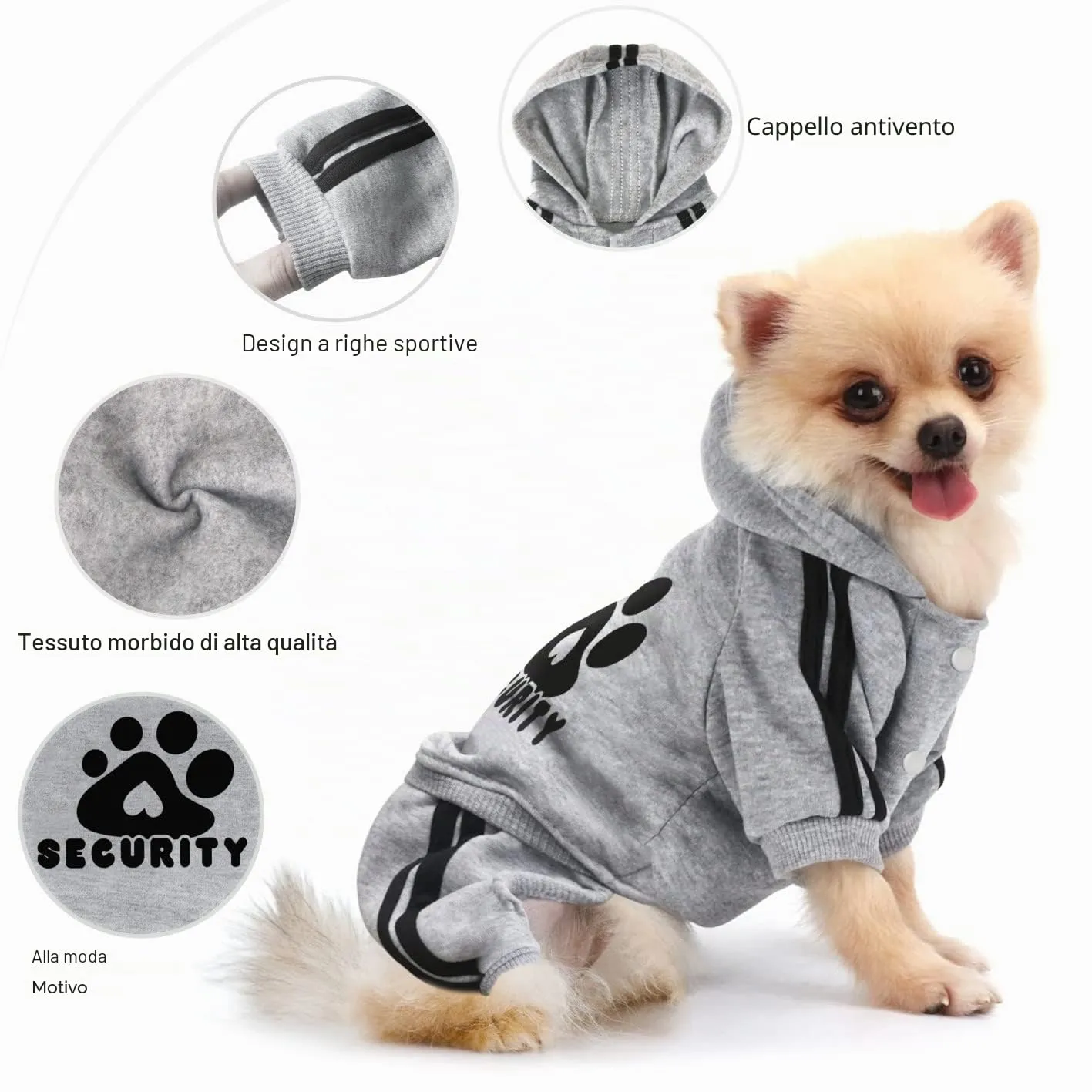 Dolahovy Felpa con cappuccio per cani Abbigliamento animali domestici Maglioni cuccioli autunno inverno Cappotti in pile cani Abito cane cotone per Chihuahua Small Medium Cani - immagine 6