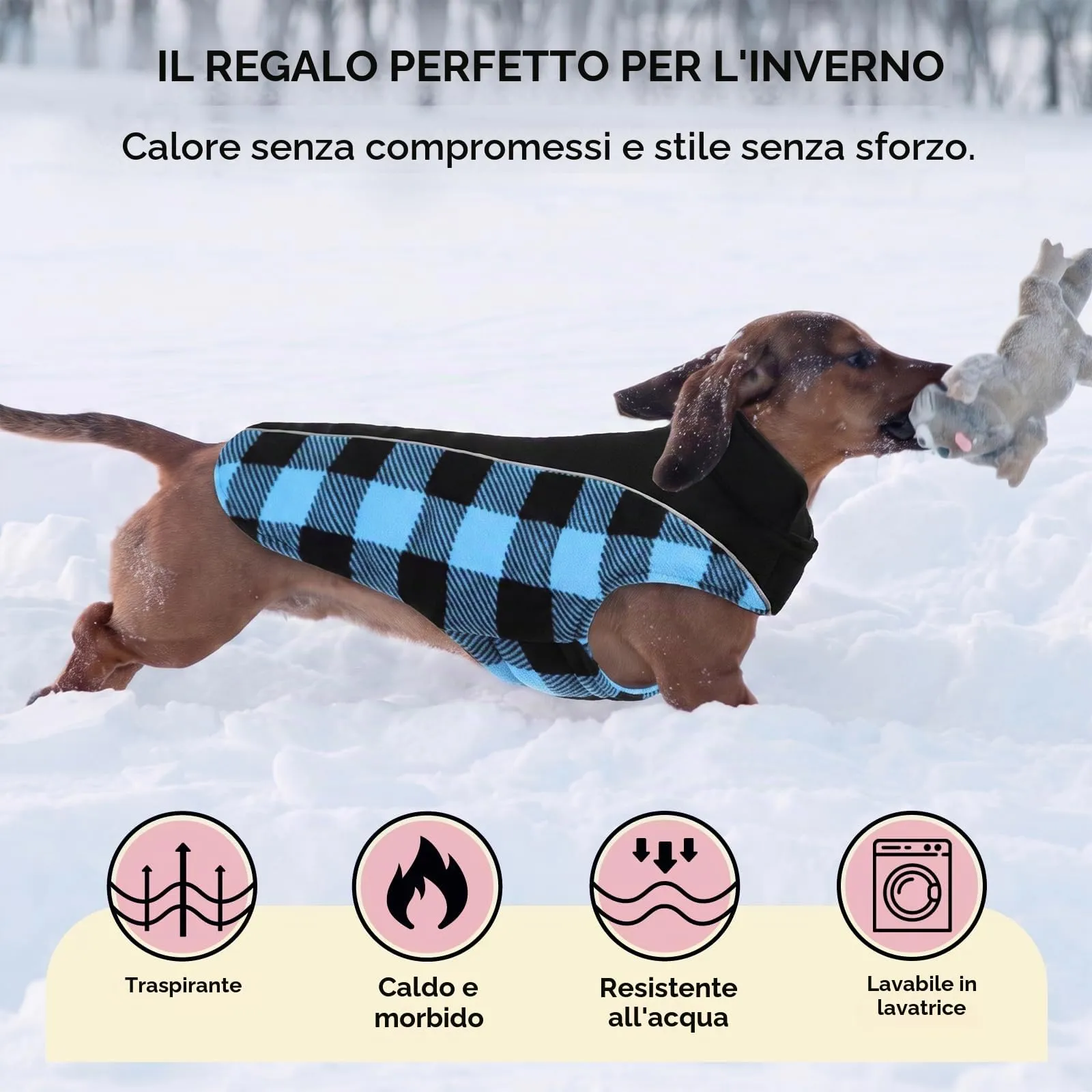 CITÉTOILE Cappotto Invernale per Cani, Giacca Calda e Antivento Blu XS - immagine 7