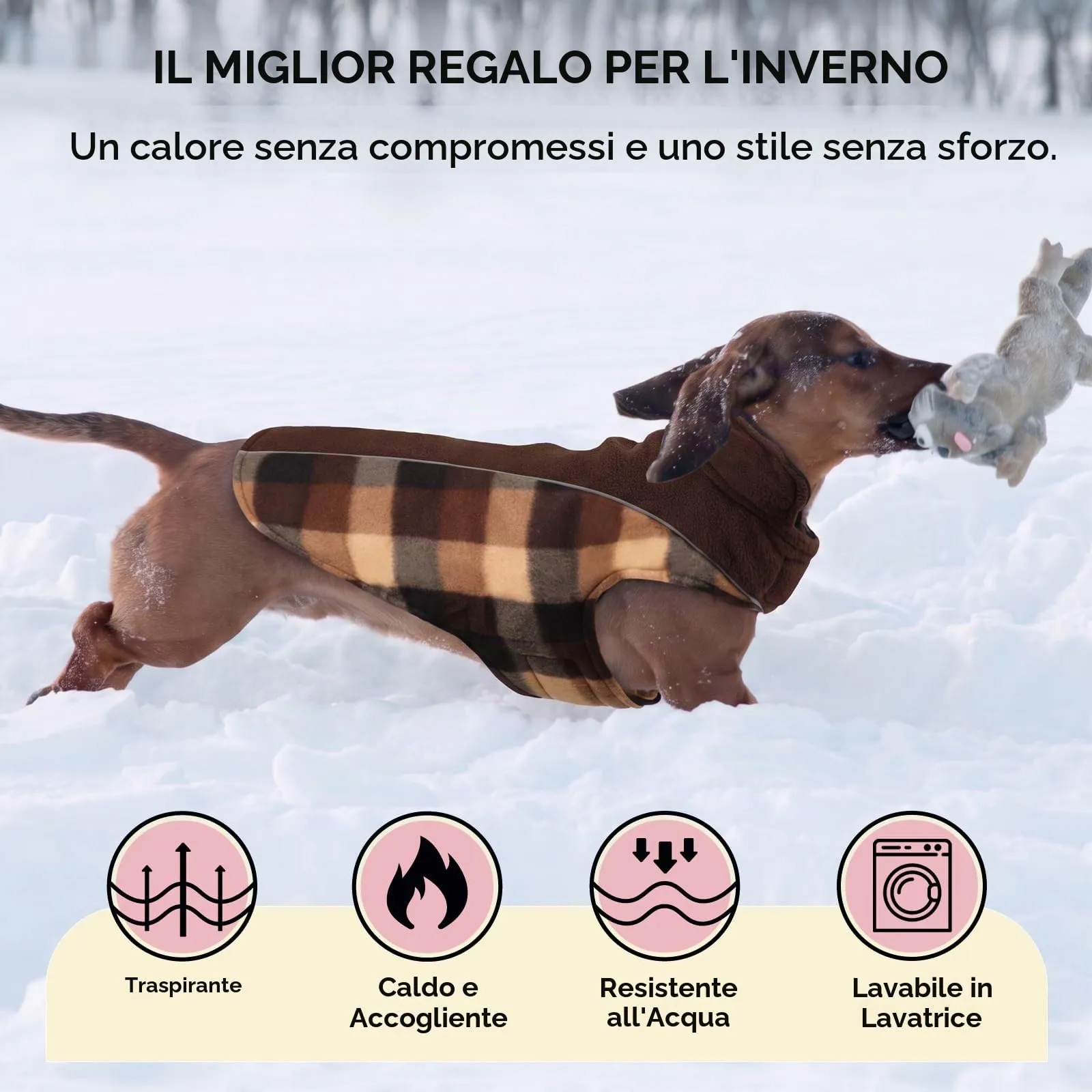 CITÉTOILE Cappotto Invernale per Cani, Giacca Calda e Antivento Marrone M - immagine 7