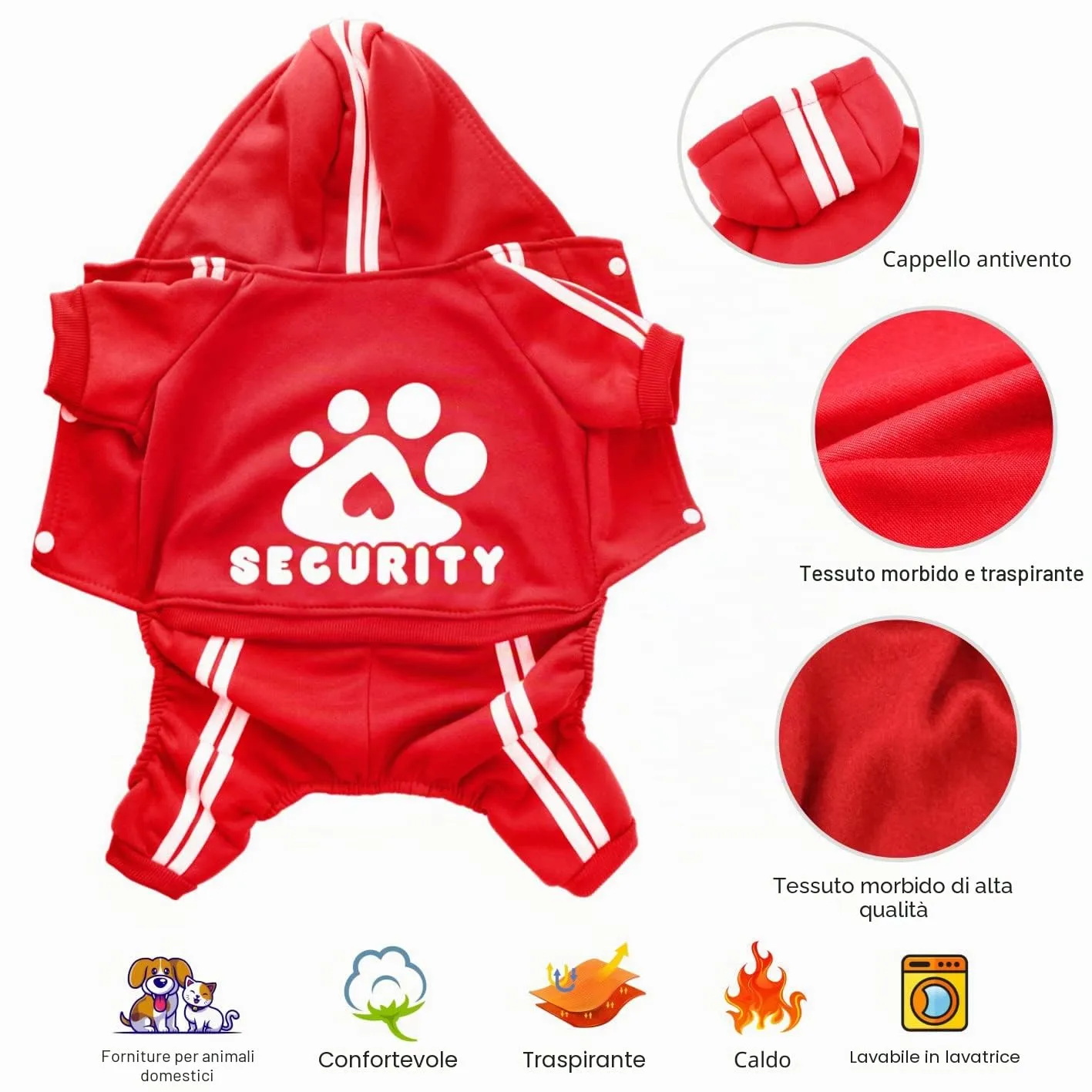 Dolahovy Felpa con cappuccio per cani Abbigliamento animali domestici Maglioni cuccioli autunno inverno Cappotti in pile cani Abito cane cotone per Chihuahua Small Medium Cani - immagine 6