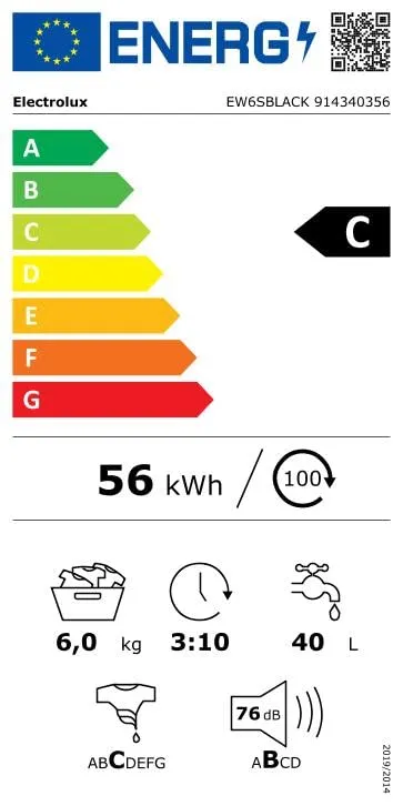 Electrolux EW6SBLACK Lavatrice Slim a Carica Frontale PerfectCare 600 con SensiCare System, 6 kg, Classe C, Argento Scuro [Classe di efficienza energetica C] - immagine 8