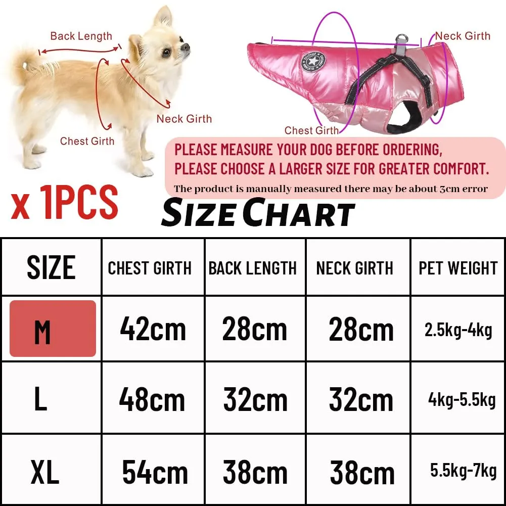 Cappotto Invernale per Cani, RosyFate Vestiti per Cani Piccoli, Giacca Cane Impermeabile, Gilet per Cani, Vestiti Caldi perr Animali Domestici, Antivento per Esterno (Rosa M) - immagine 2