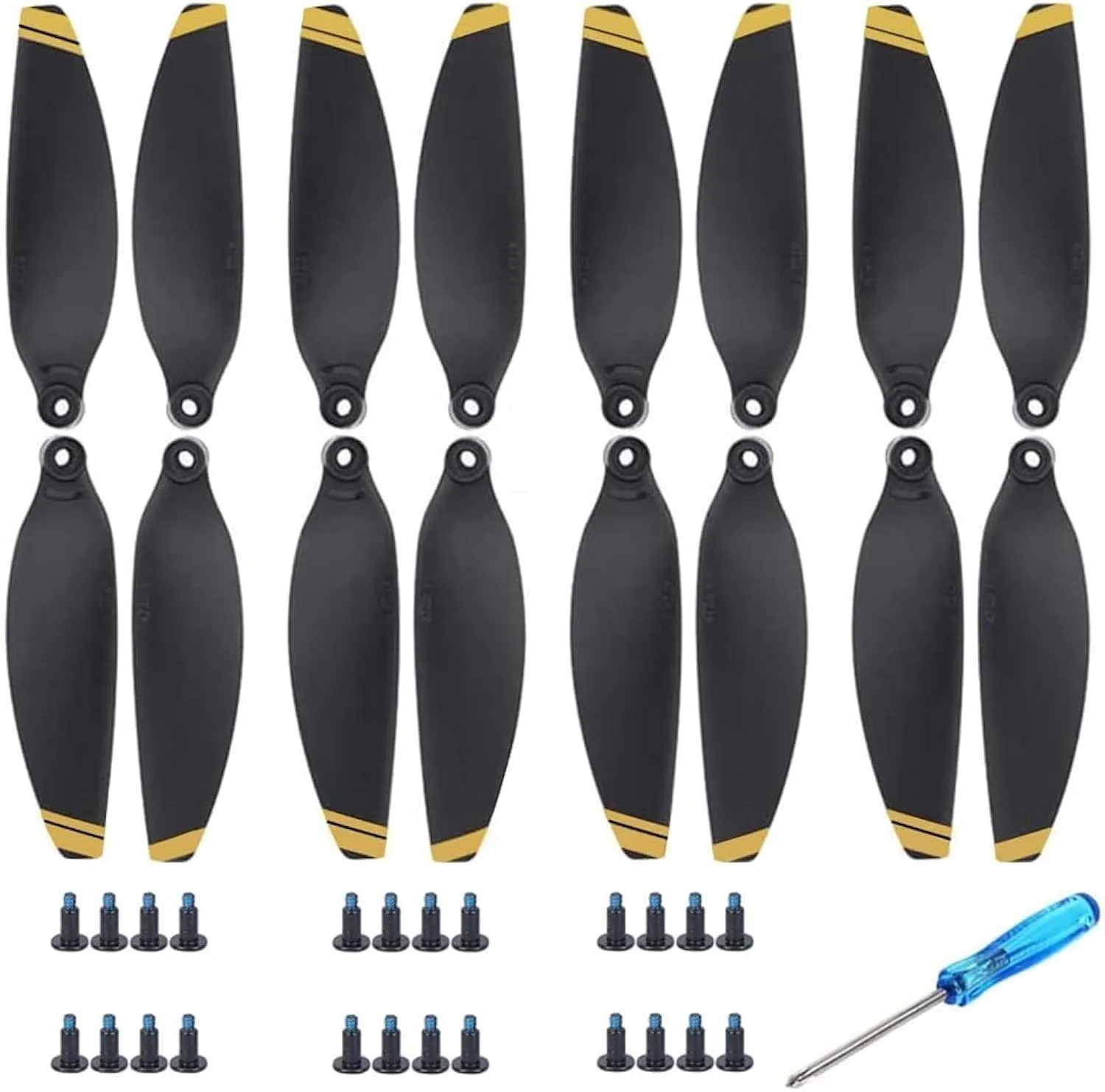 Bocguy 16 Pcs Eliche Mavic Mini con 24 Viti & Cacciavite, Mavic Mini Eliche per Sostituzione del Drone, Basso Rumore & Stabile (Oro) - immagine 1