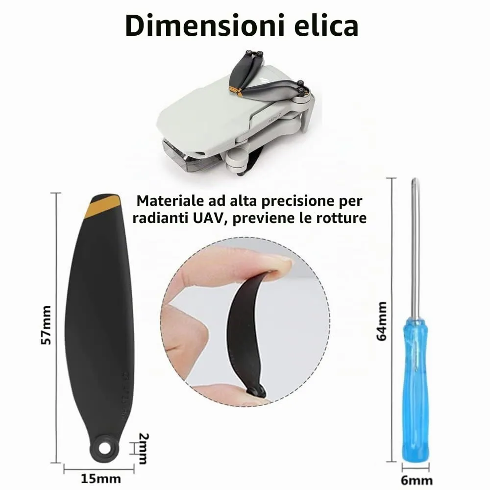 Bocguy 16 Pcs Eliche Mavic Mini con 24 Viti & Cacciavite, Mavic Mini Eliche per Sostituzione del Drone, Basso Rumore & Stabile (Oro) - immagine 3