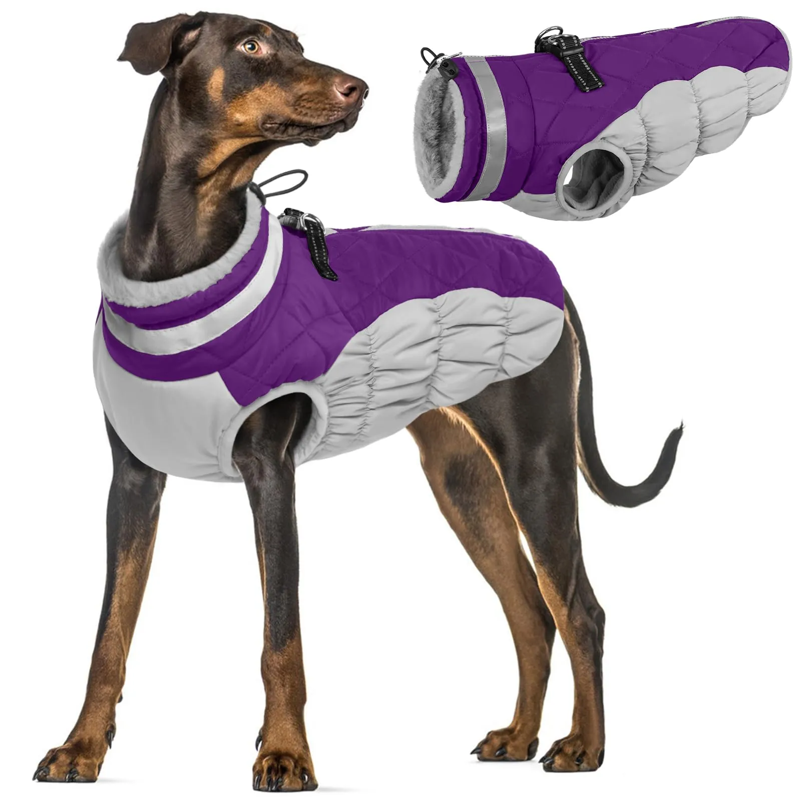 Giubbotto Per Cani Taglia Grande, Giacca Impermeabile Cane Giacca Cane Taglia Grande Cappotto Pile Cane Cappotto Labrador(Viola, 3XL) - immagine 1