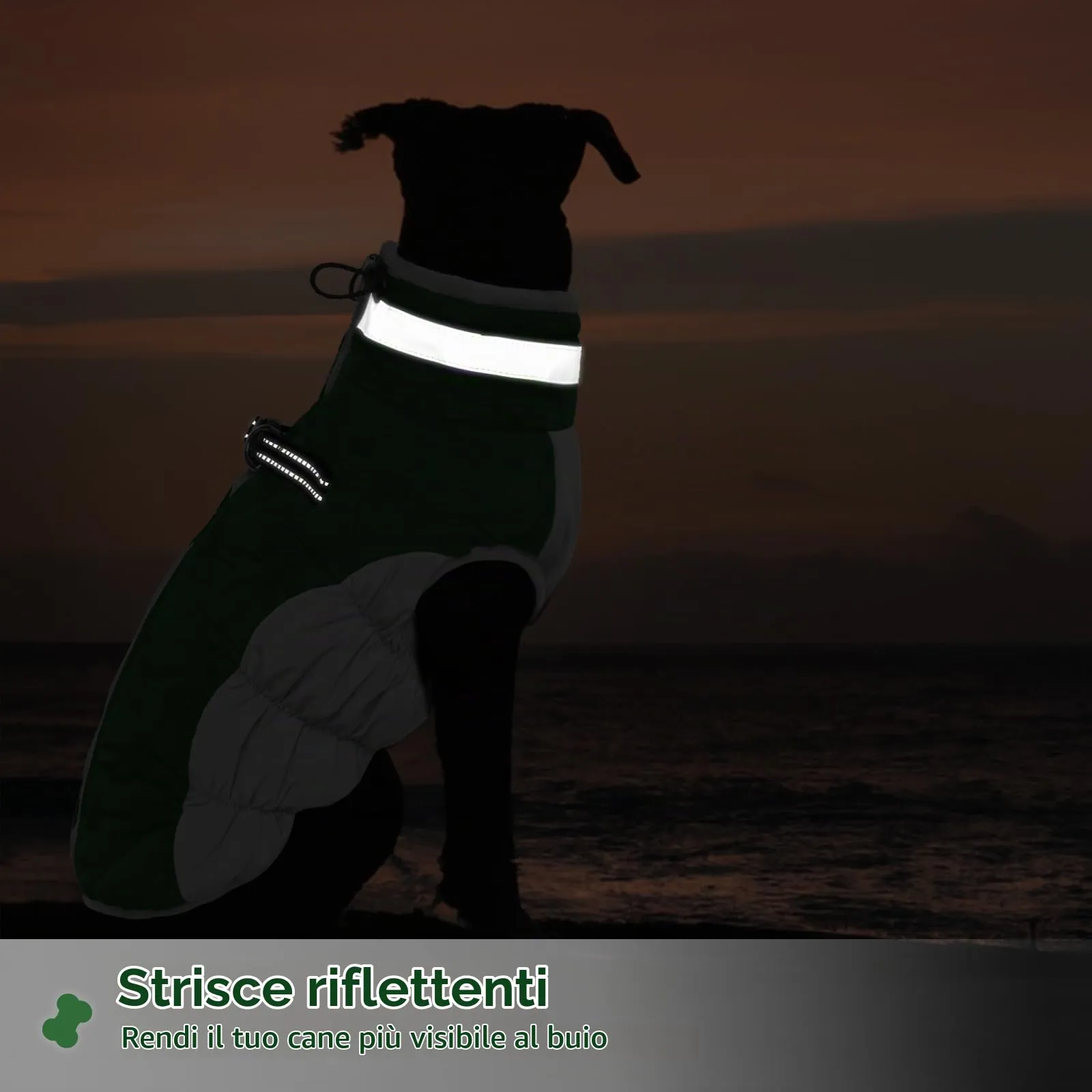 PUMYPOREITY Cappottino Impermeabile Cani,Giacca Invernale Calda Cappotto Antivento Abbigliamento per Cani contro Freddo/Neve Con Foro per Imbracatura per Cani di Taglia Piccola Media Grande(Verde,M) - immagine 5