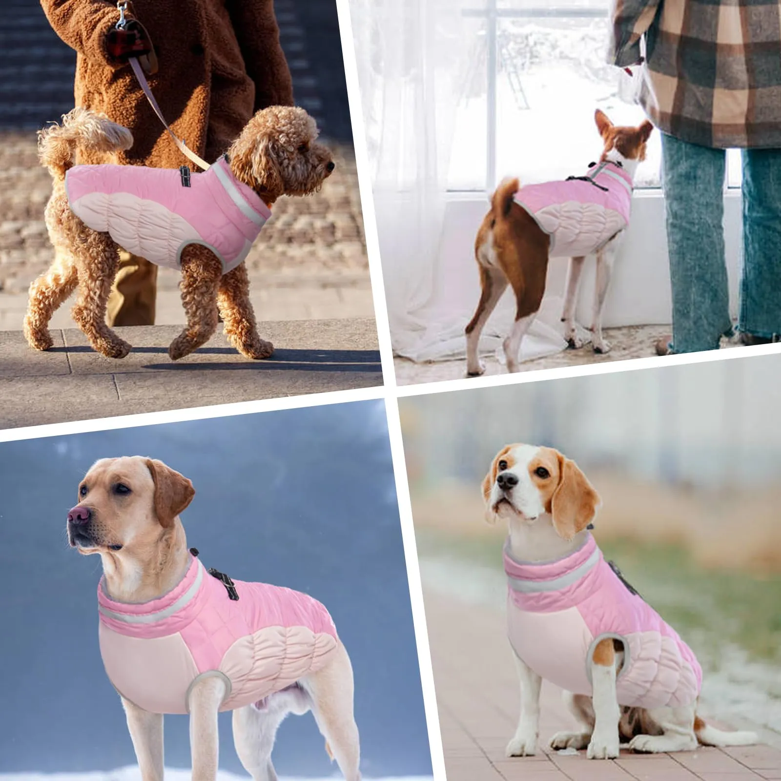 PUMYPOREITY Cappotto Invernale Cani, Vestito Caldo Impermeabile Vest Abbigliamento Anti-neve Doggy Giacca Felpa Cotone Tuta da Sci per Cani con Colletto in Pelliccia Piegabile(Rosa, XL) - immagine 7