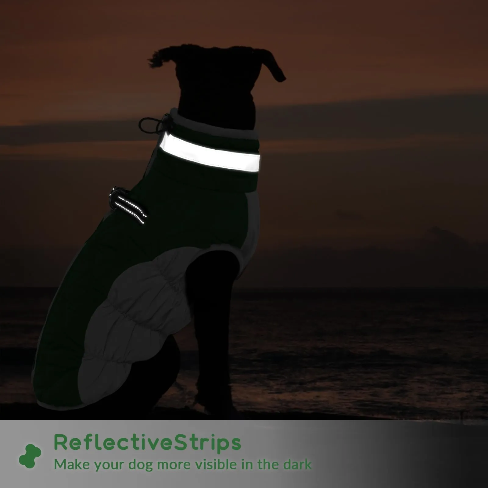 Cappotto Cane Taglia Grande, Giacca Impermeabile Calda Invernale, Giubbotto Piumino Termico per Cani (Verde, XL) - immagine 5