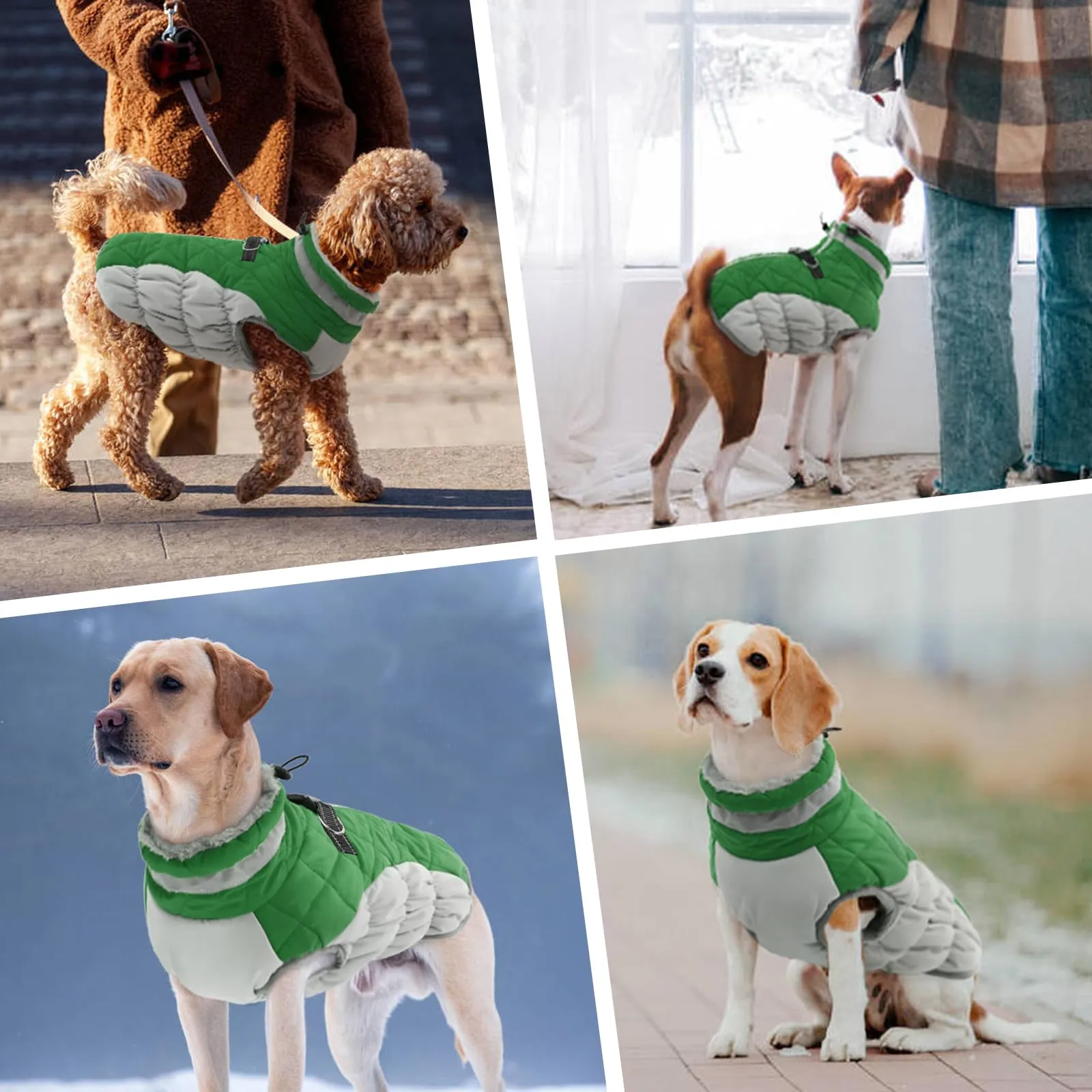 Cappotto Cane Taglia Grande, Giacca Impermeabile Calda Invernale, Giubbotto Piumino Termico per Cani (Verde, XL) - immagine 7