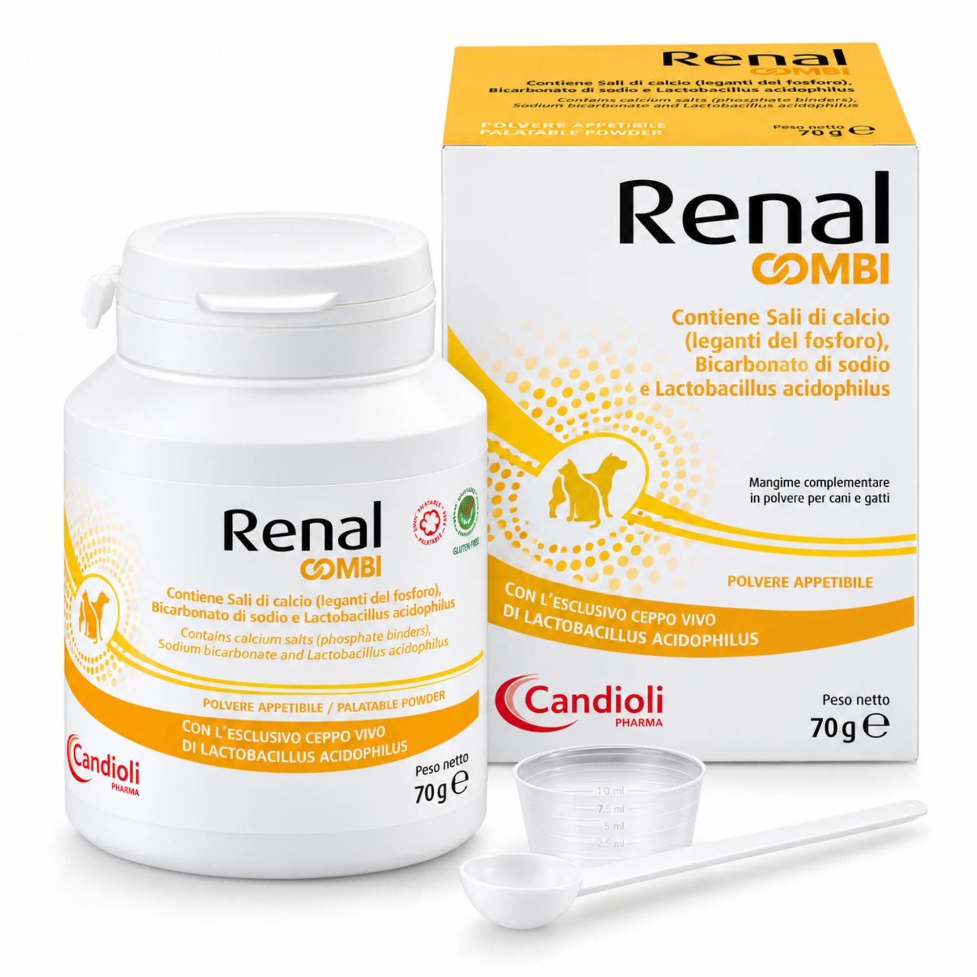 CentroVete Renal Combi 70gr Cani e Gatti. Mangime complementare in Polvere, Contiene sali di Calcio. - immagine 1