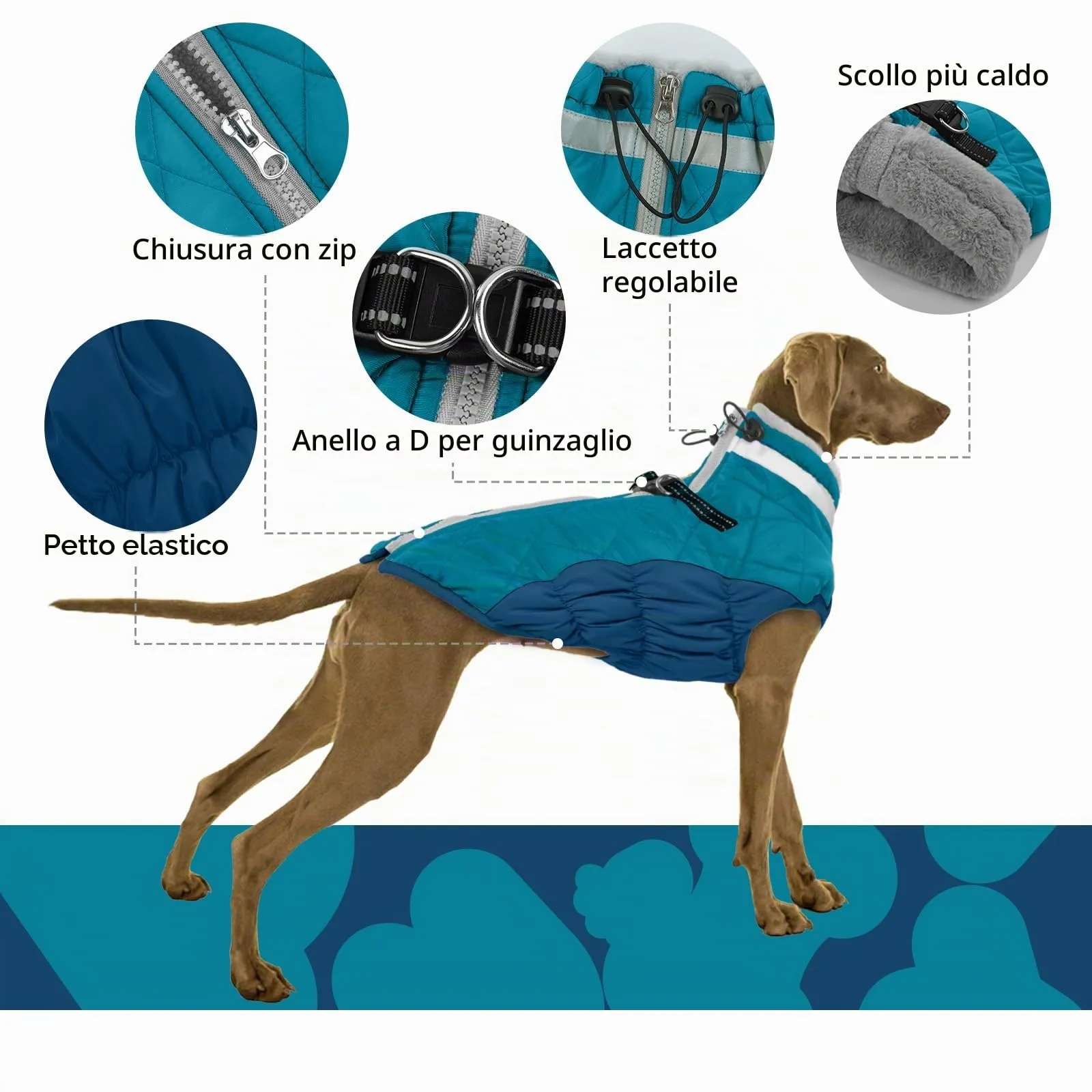 Cappotto Impermeabile per Cani, Piumino Cane Taglia Piccola Cappottino Impermeabile Imbottito per Cuccioli e Cani Piccoli (Verde Scuro, S) - immagine 4
