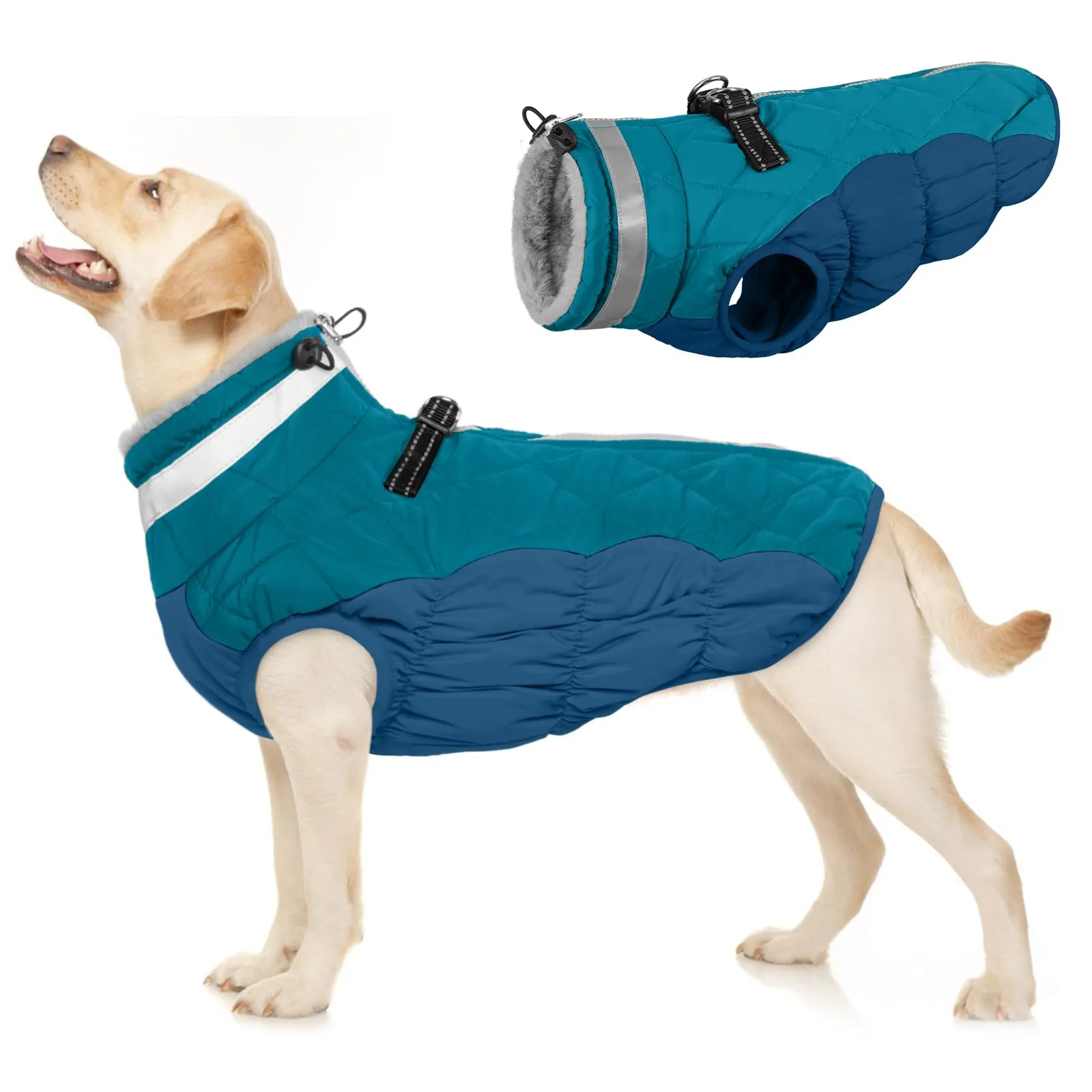 Cappotto Invernale Per Cani, Piumino Giubbotto Impermeabile Neve Con Cerniera Vestito Invernale Tuta (Verde Scuro, M) - immagine 1
