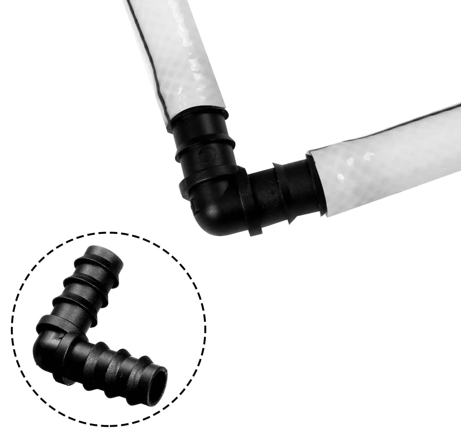 20Pcs Connettori per Tubo per Sistema di Irrigazione da 16 mm, BetterJonny Kit di Raccordi per Irrigazione Connettore per irrigazione per Tubi da 16 mm per Impianti di Irrigazione, Angolo - immagine 2