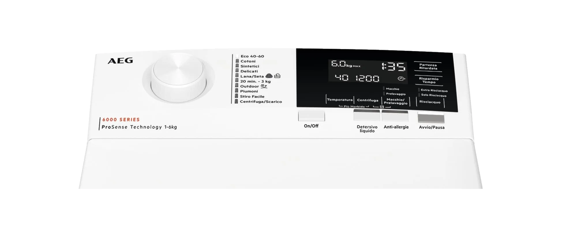 AEG ProSense Serie 6000 Lavatrice a carica dall'alto LTR6G72E, 7 kg, opzione SoftPlus, programma Eco TimeSave, colore bianco - immagine 2