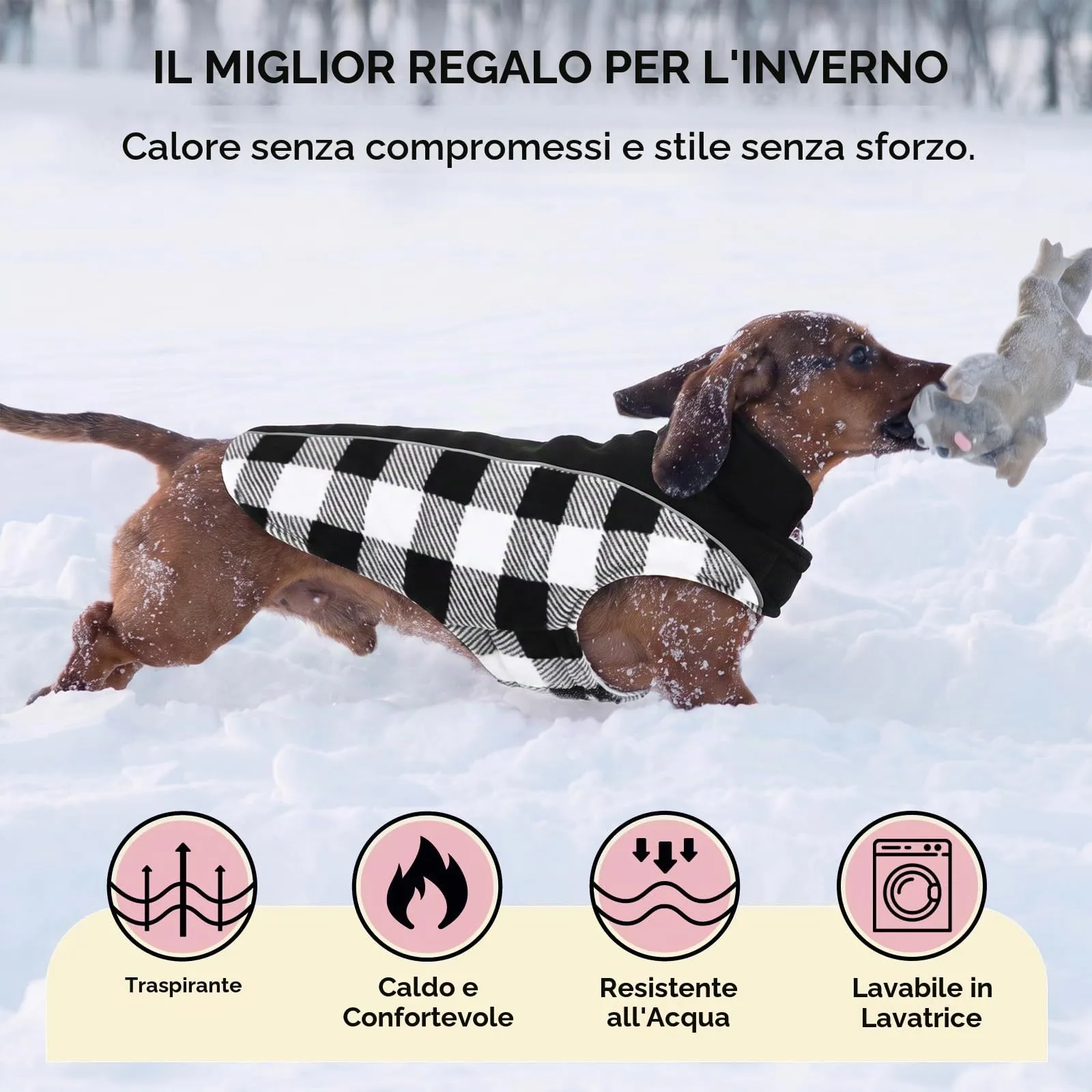 CITÉTOILE Cappotto Invernale per Cani, Giacca Calda e Antivento Nero M - immagine 7