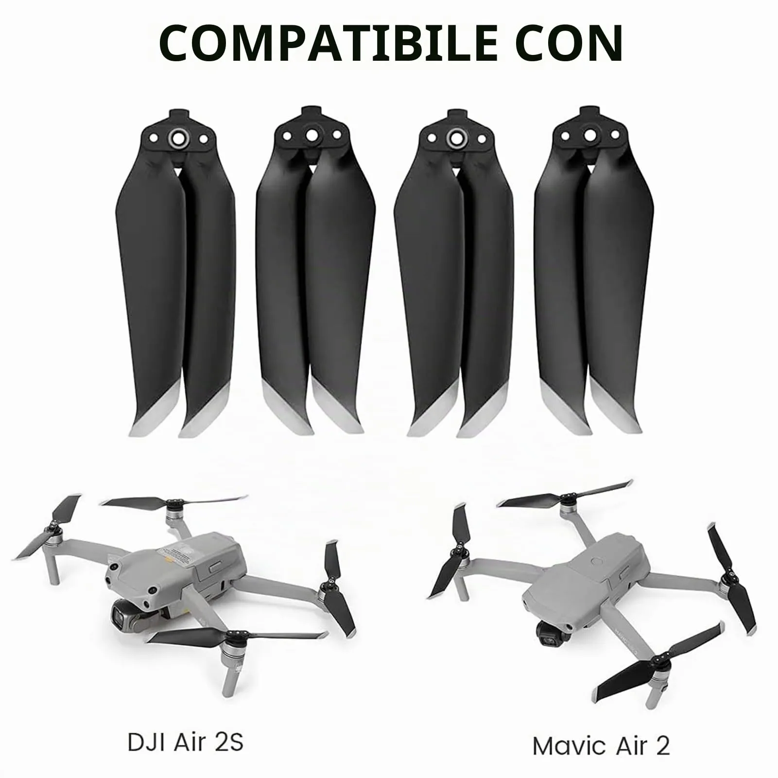 Bocguy 4 Pcs Eliche Mavic Air 2 / Air 2S, 7328 Eliche per Mavic Air 2S / 2 Accessori Accessori Sostituzione Drone con Design a Rilascio Rapido, Basso Rumore & Stabile (Argento) - immagine 5