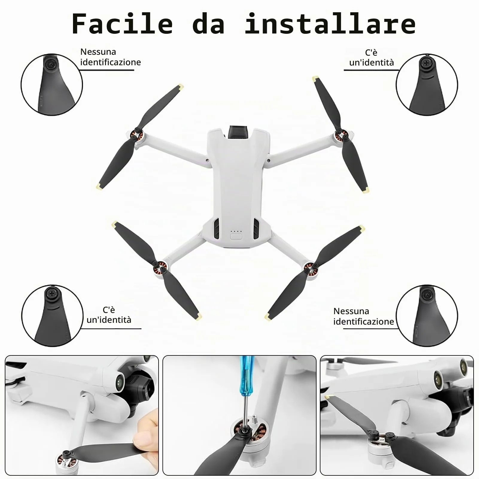 Bocguy Mini elica 3/4 Pro, 16 pezzi di ricambio per DJI Mini 3/4 Pro (oro) - immagine 2