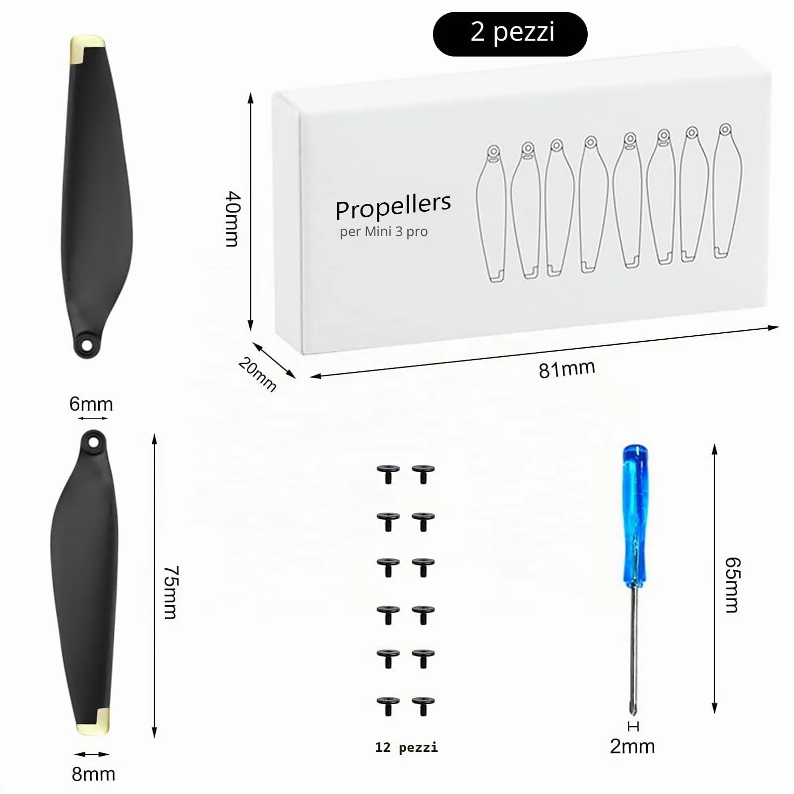 Bocguy Mini elica 3/4 Pro, 16 pezzi di ricambio per DJI Mini 3/4 Pro (oro) - immagine 6