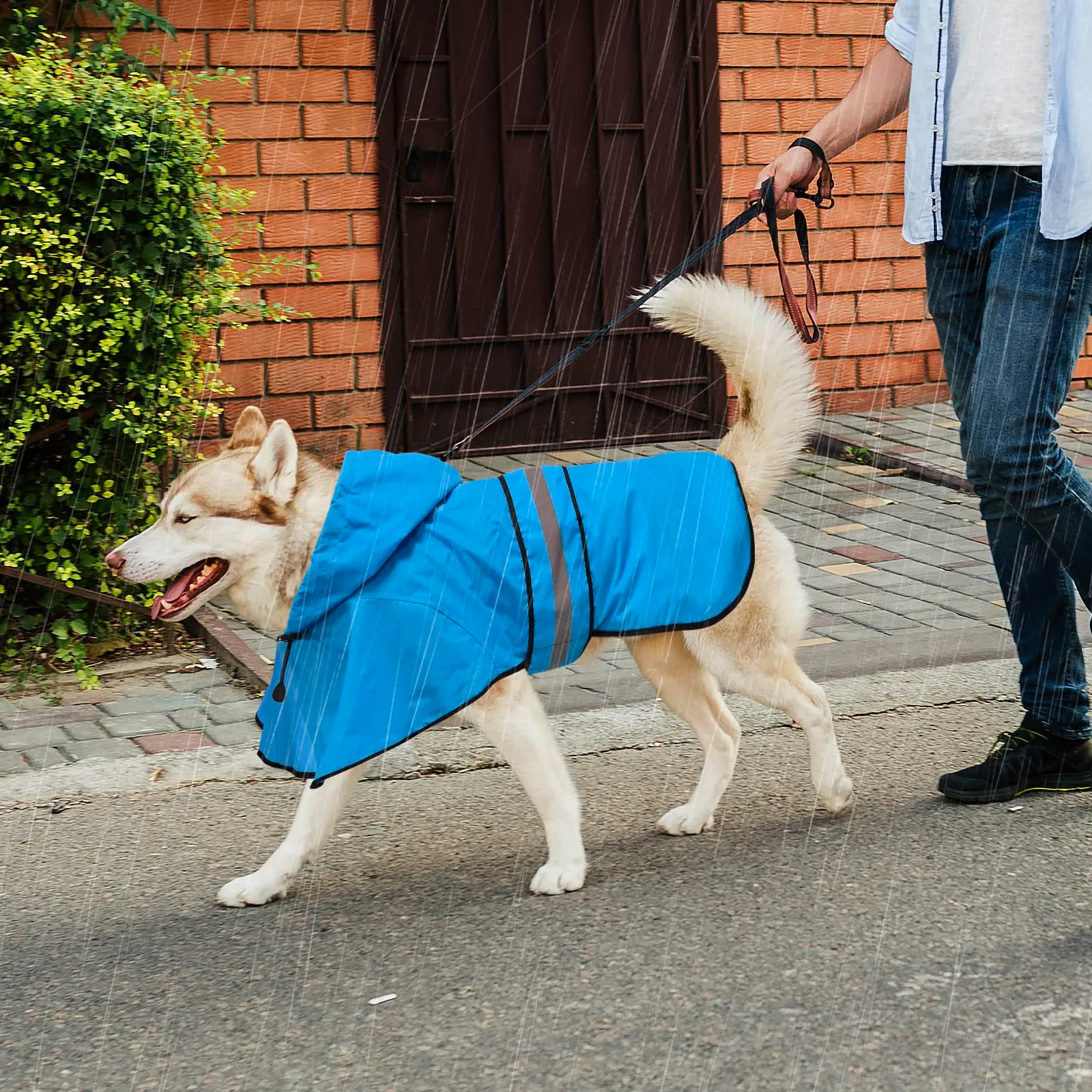 Domagiker - Impermeabili per cani con cappuccio, impermeabili regolabili con riflessione per cani, giacca antivento per cani, poncho impermeabile per cani di taglia piccola, media e grande (Piccola - immagine 5