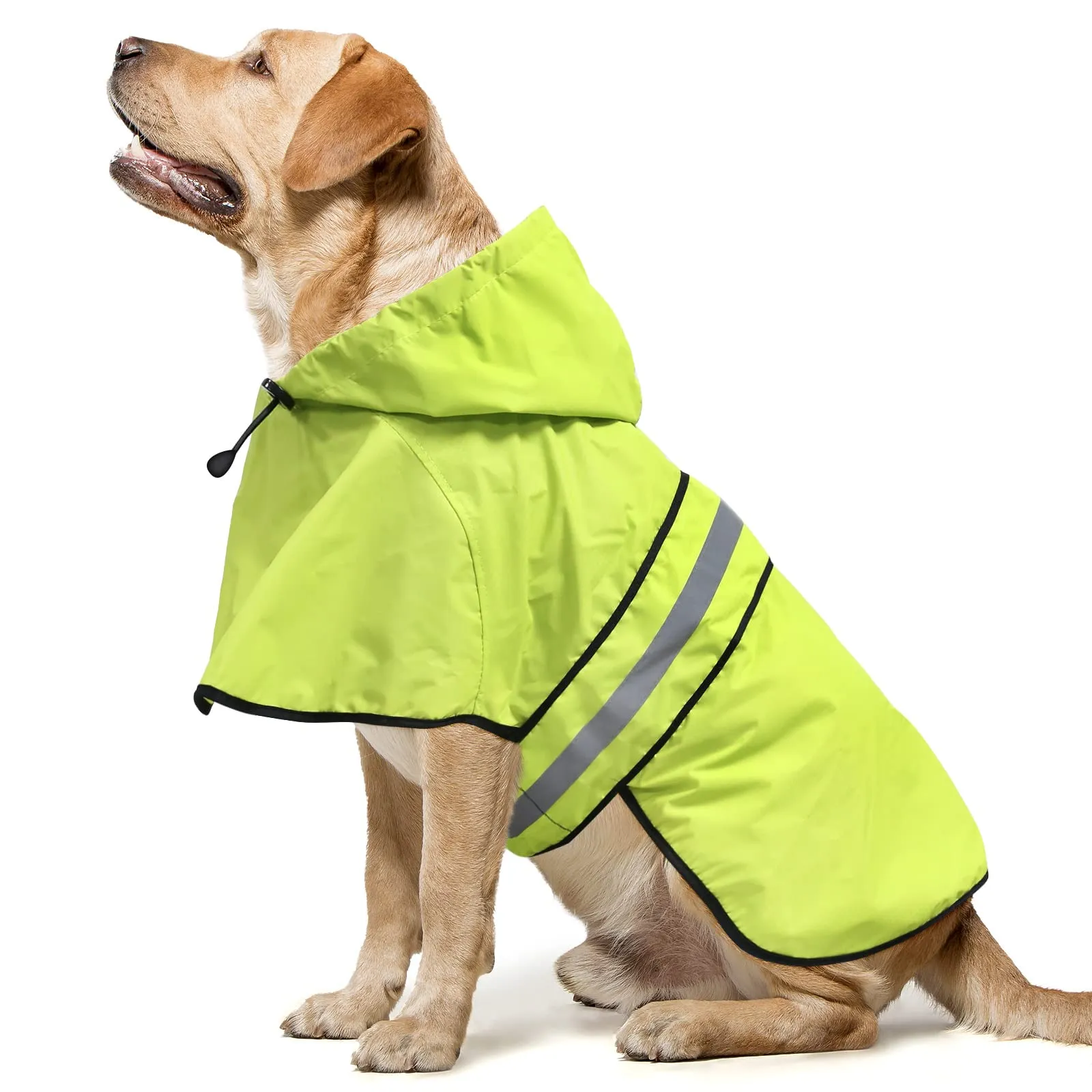 Domagiker - Impermeabile per cani con cappuccio riflettente, giacca impermeabile per cuccioli con foro per guinzaglio, poncho leggero per animali domestici per passeggiate con il cane (piccolo, verde) - immagine 7