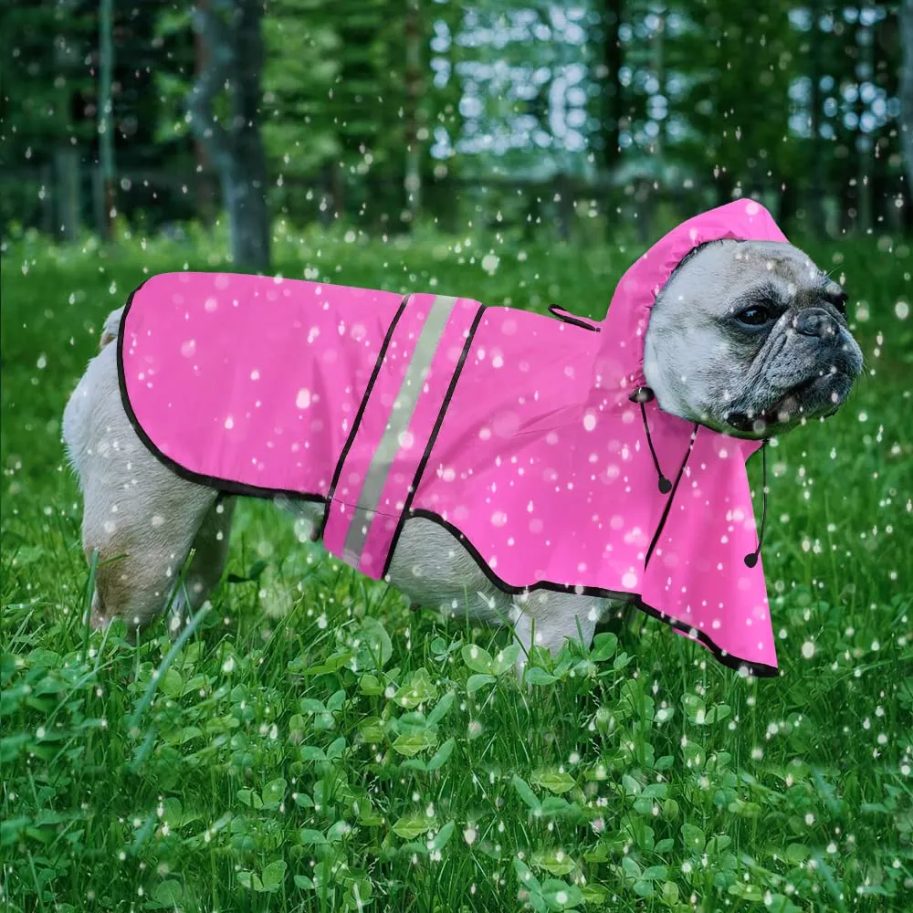 Domagiker - Impermeabili con cappuccio per cani, regolabili e riflettenti, giacca antipioggia per cani, poncho per cani di taglia piccola, media e grande (medio, rosa) - immagine 2