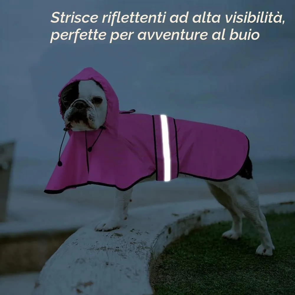 Domagiker - Impermeabili con cappuccio per cani, regolabili e riflettenti, giacca antipioggia per cani, poncho per cani di taglia piccola, media e grande (medio, rosa) - immagine 5