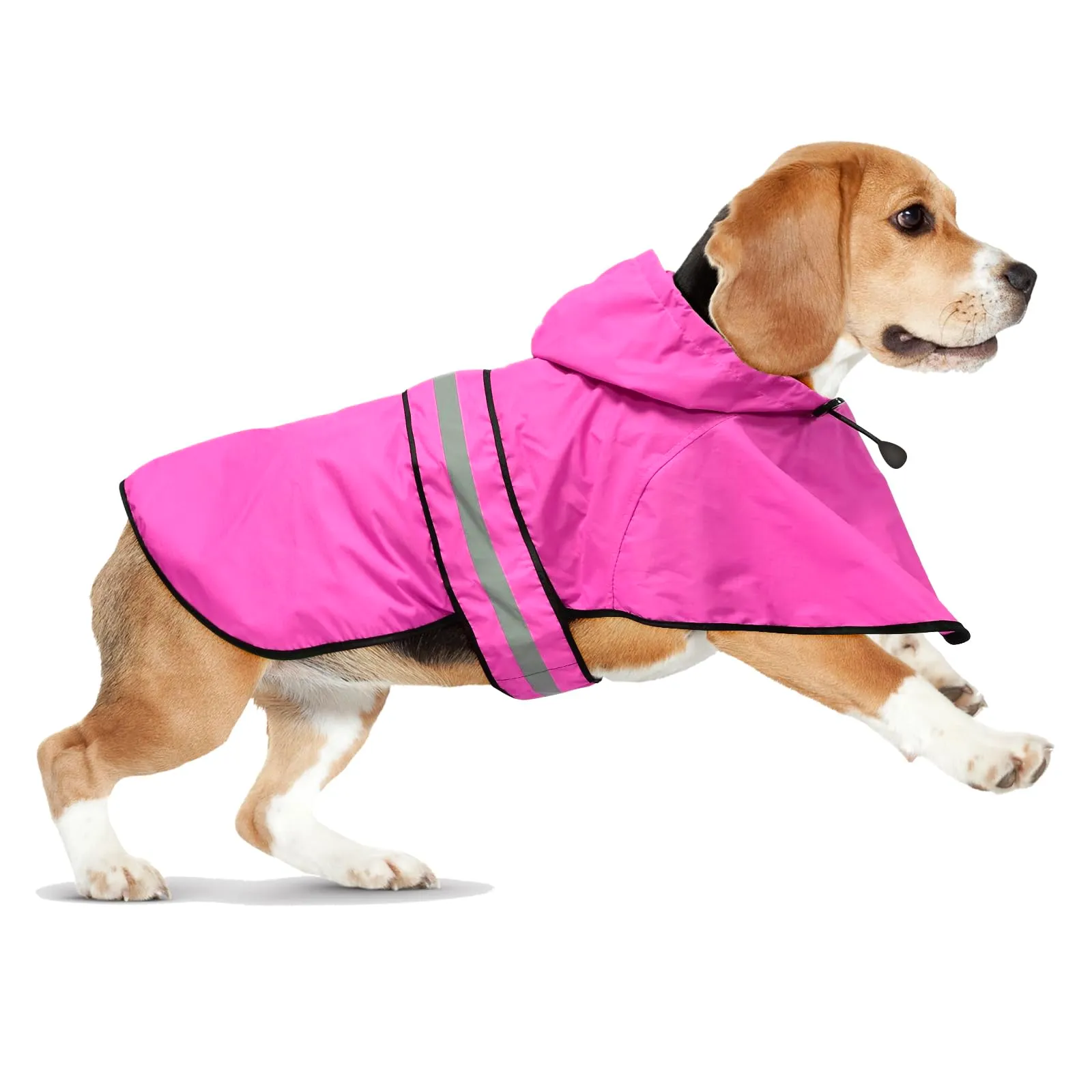 Domagiker Impermeabile per cani, con cappuccio, regolabile, riflettente, antivento, per cani di taglia piccola, media e grande (S, rosa) - immagine 1
