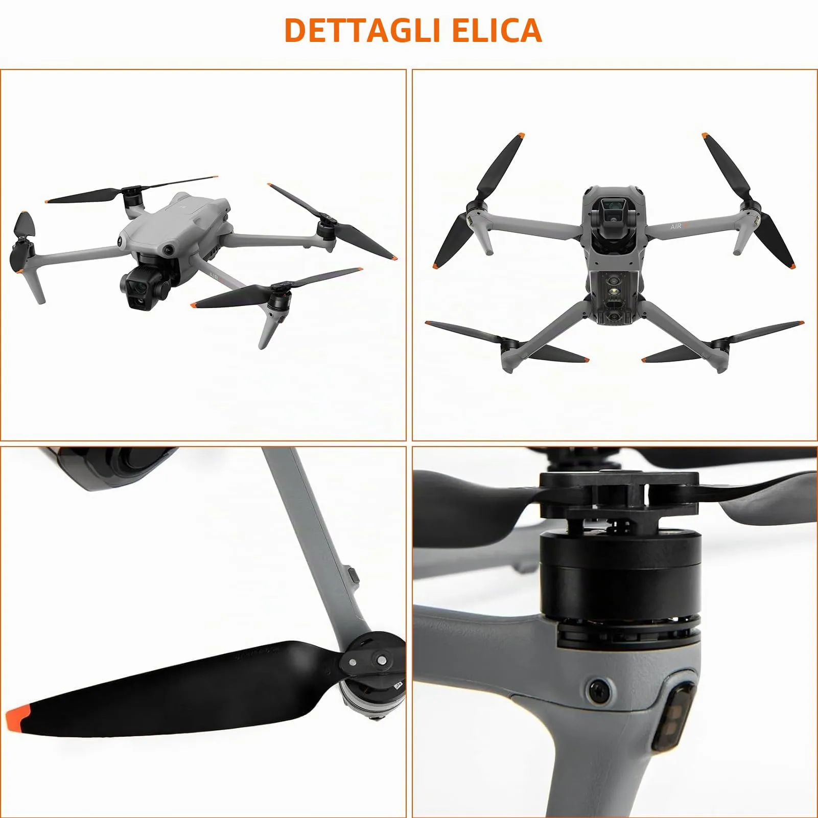 Bocguy 8 Pcs Eliche Air 3, Modello 8747F Eliche Air 3 Accessori Sostituzione Drone con Design a Rilascio Rapido, Basso Rumore & Stabile (Arancia) - immagine 4