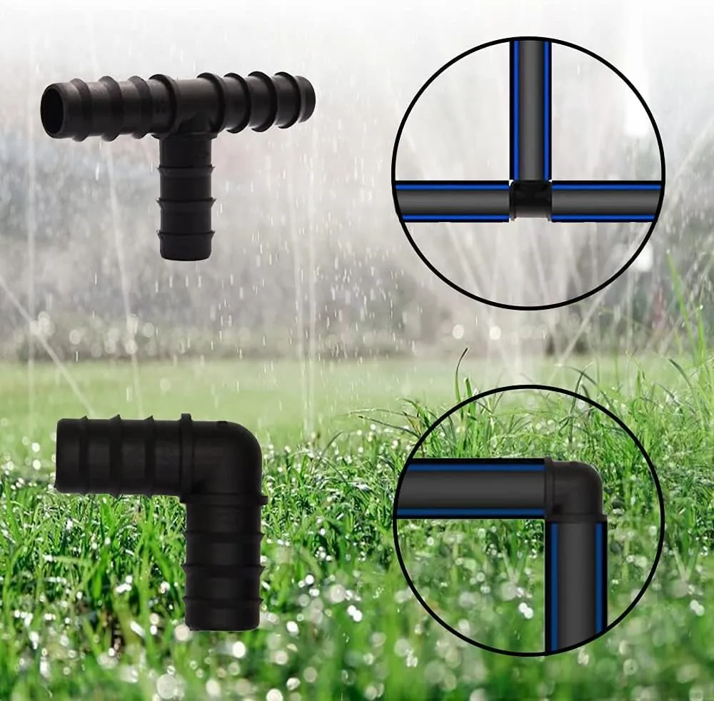 44Pcs Raccordi per Ala Gocciolante, BetterJonny Kit di Raccordi per Irrigazione per Tubi per 16mm Impianto di Irrigazione a Goccia Tee Gomiti Accoppiamento Chiusura Terminale Tappi Terminali - immagine 4