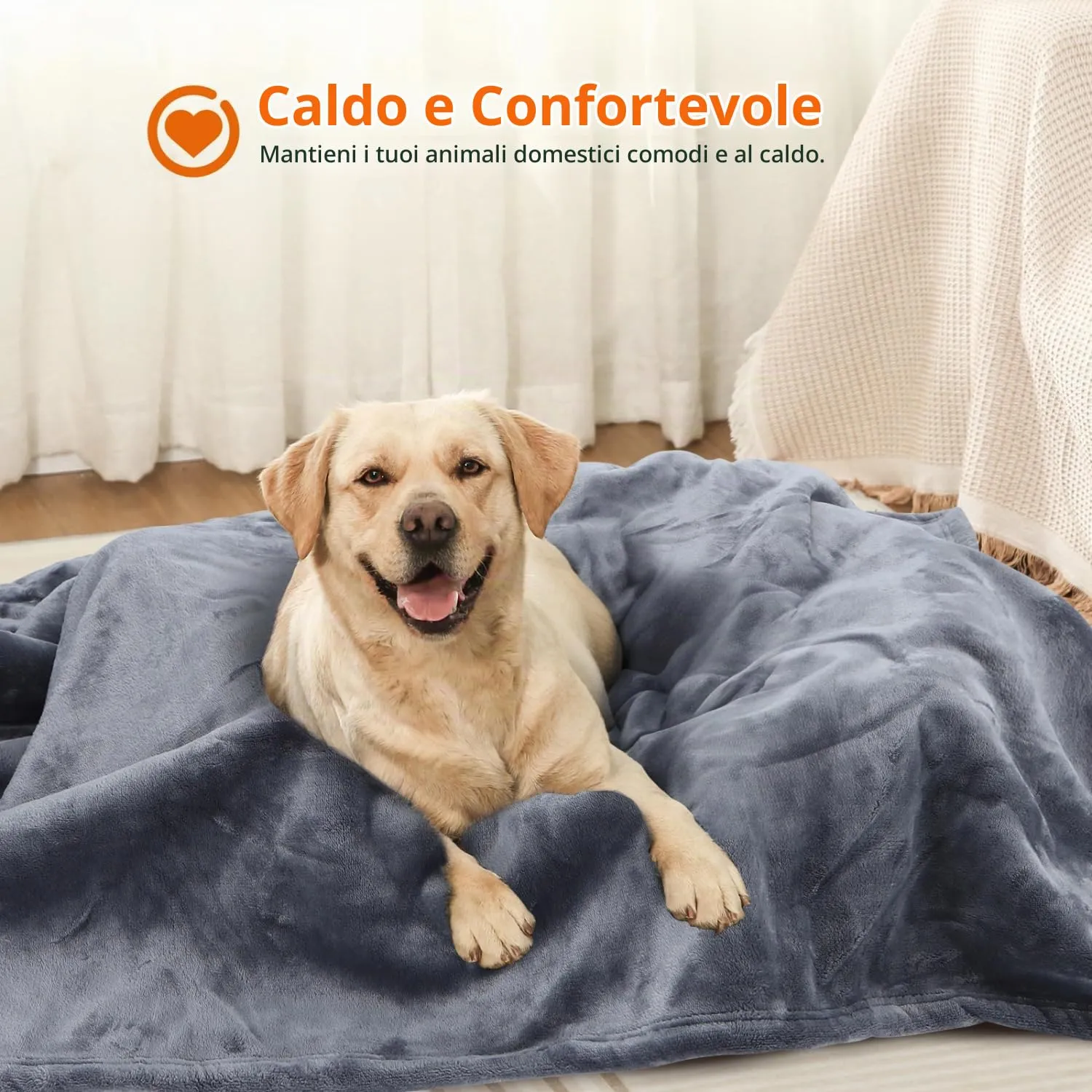 Nobleza Coperta Impermeabile per Cani, XL 152 x 127cm Coperta Morbida e Soffice per Cane, Lavatrice, Reversibile Protettore per Divano, Grigio - immagine 4