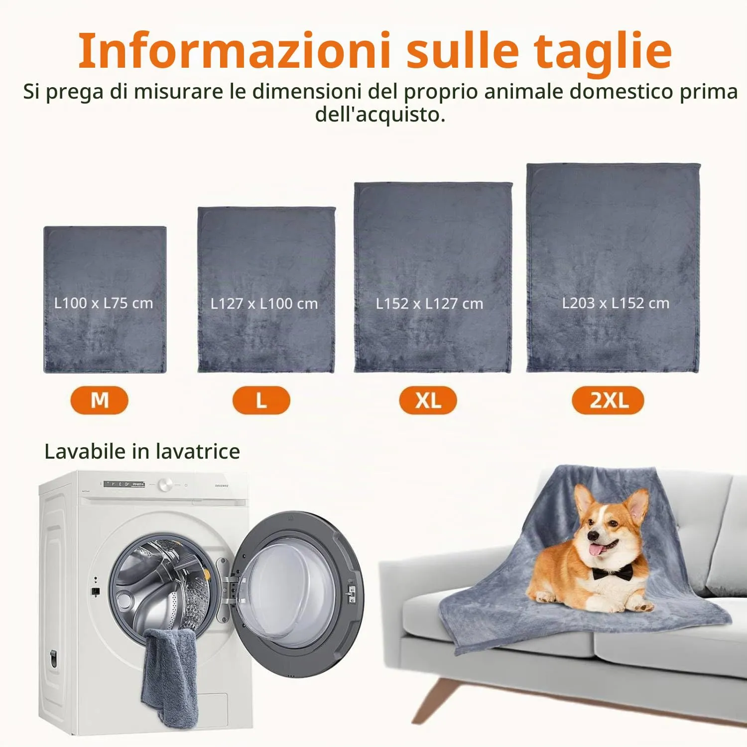 Nobleza Coperta Impermeabile per Cani, XL 152 x 127cm Coperta Morbida e Soffice per Cane, Lavatrice, Reversibile Protettore per Divano, Grigio - immagine 5