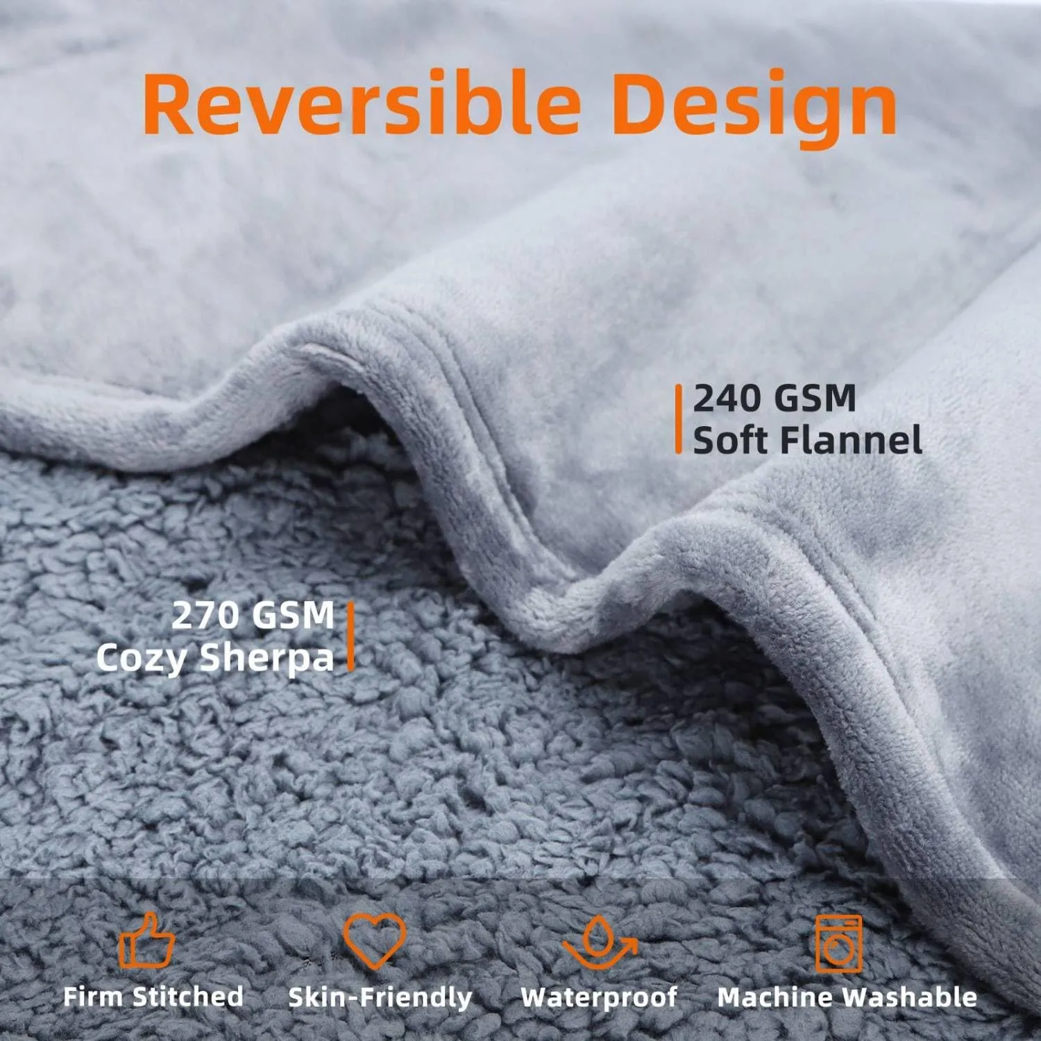 Nobleza Coperta Impermeabile per Cani, M 100 x 75cm Coperta Morbida e Soffice per Cane, Lavatrice, Reversibile Protettore per Divano, Grigio - immagine 3
