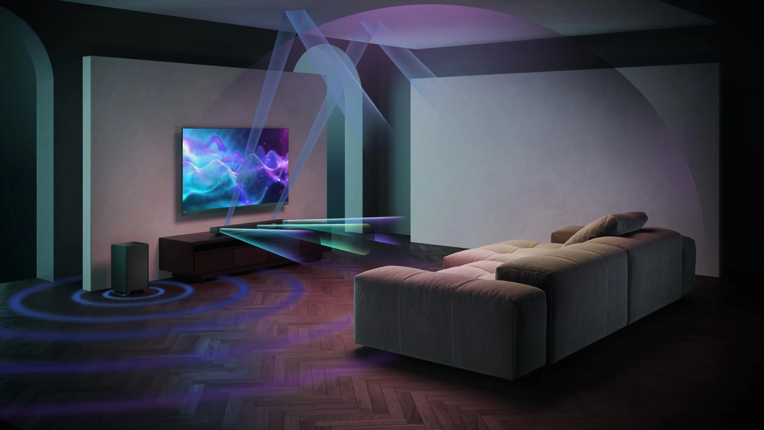 Sharp Q Soundbar per TV HT-SBW53121(BK) – Nero – 550W 3.1.2 Dolby Atmos - immagine 8