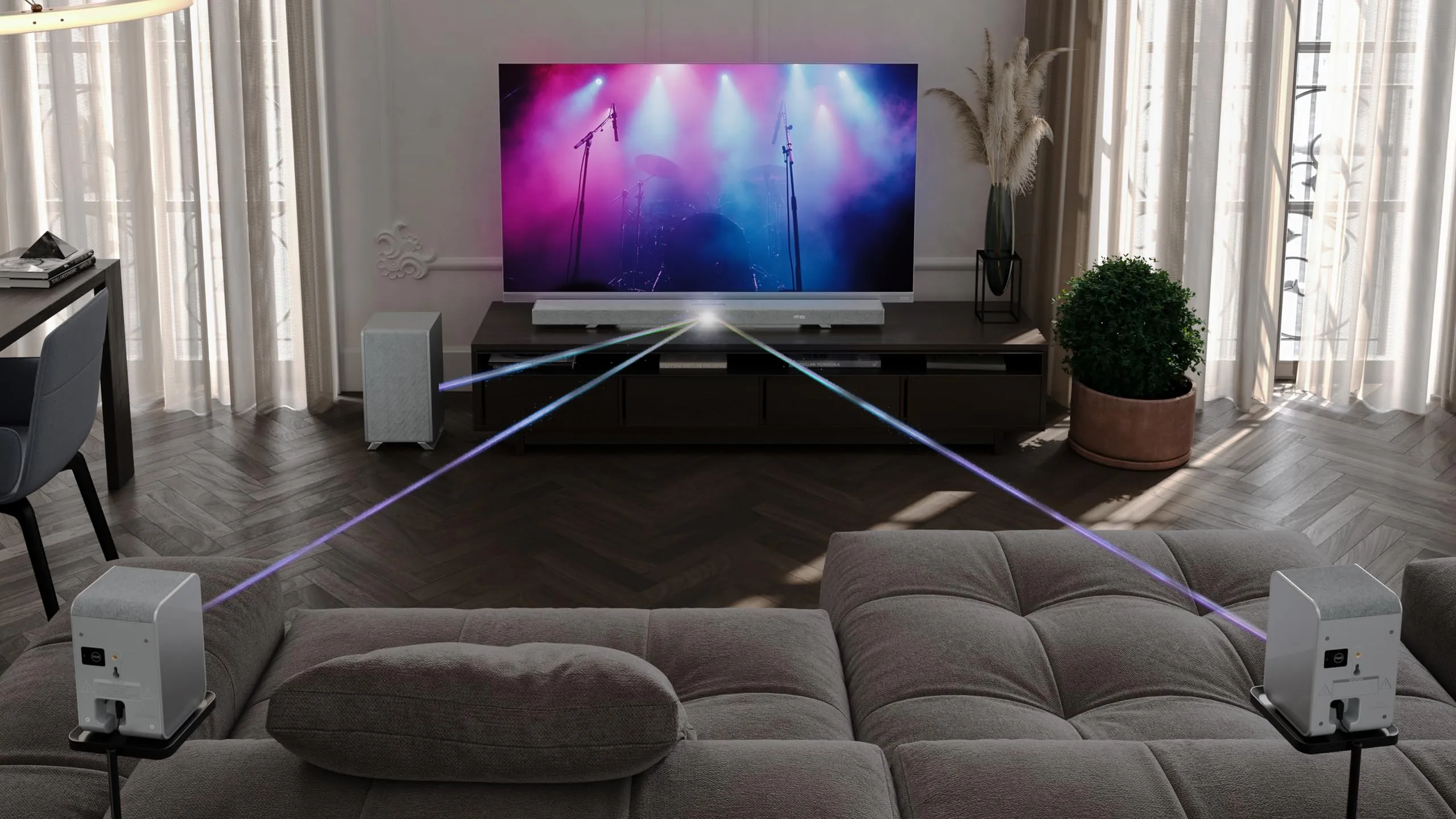 Sharp Q Soundbar per TV HT-SBW53121(SL) – Argento – 550W 3.1.2 Dolby Atmos - immagine 9