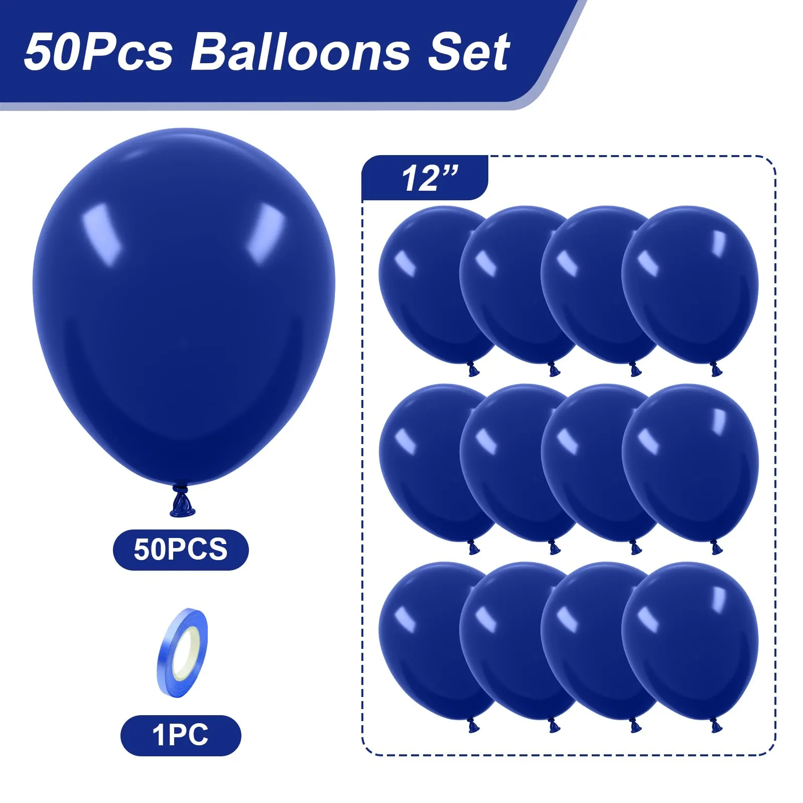 Unisun Palloncini Blu Marina, 50Pz 12 Pollici, Palloncini Lattice Blu Scuro - immagine 2