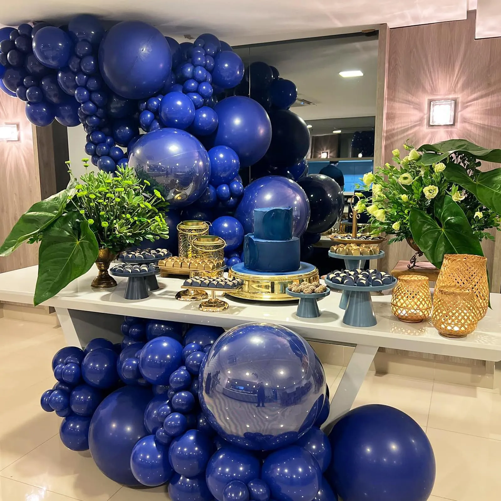 Unisun Palloncini Blu Marina, 50Pz 12 Pollici, Palloncini Lattice Blu Scuro - immagine 4