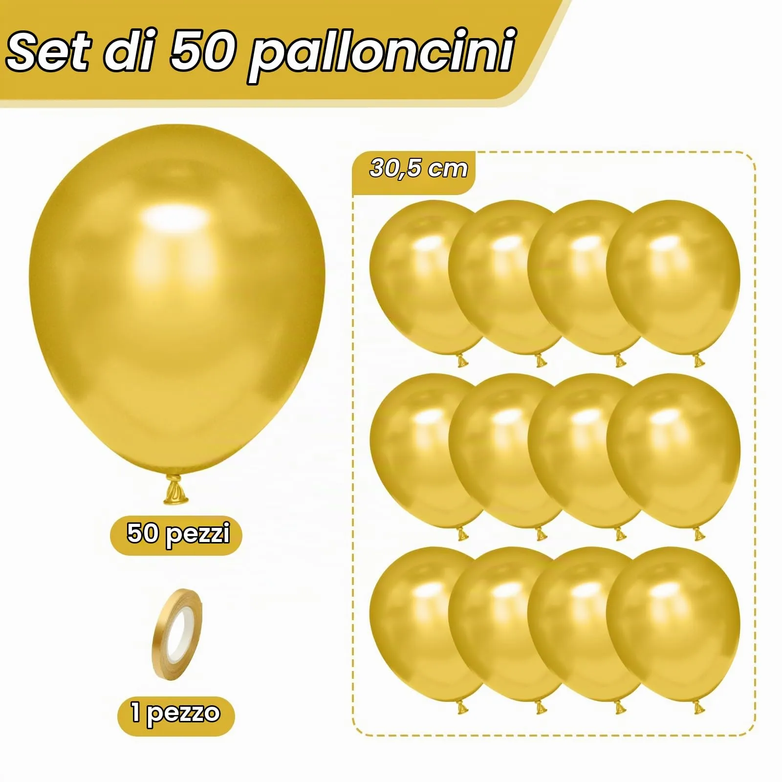 Unisun Palloncini Oro, 50Pz 12 Pollici Palloncini Cromati Metallizzato Oro - immagine 2
