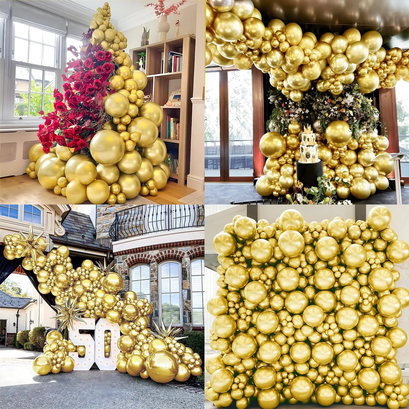 Unisun Palloncini Oro, 50Pz 12 Pollici Palloncini Cromati Metallizzato Oro - immagine 7