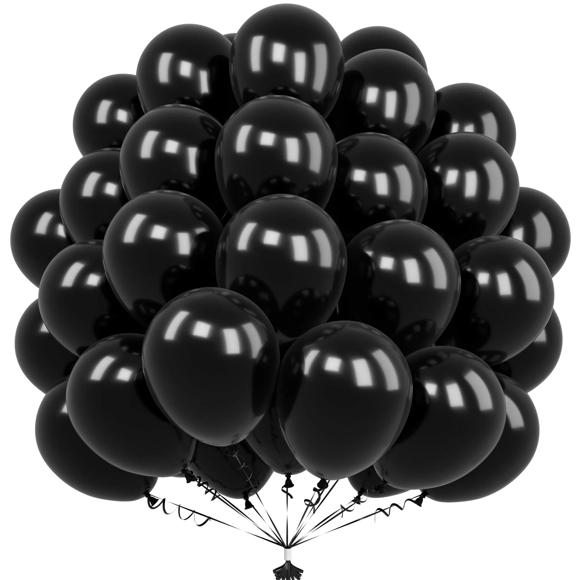 Unisun Palloncini Neri, 50pz 12 pollici, palloncini Nero Opachi - immagine 1