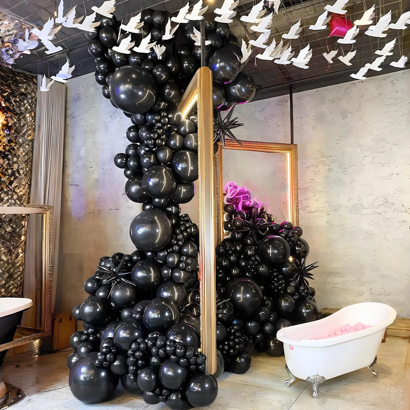 Unisun Palloncini Neri, 50pz 12 pollici, palloncini Nero Opachi - immagine 4
