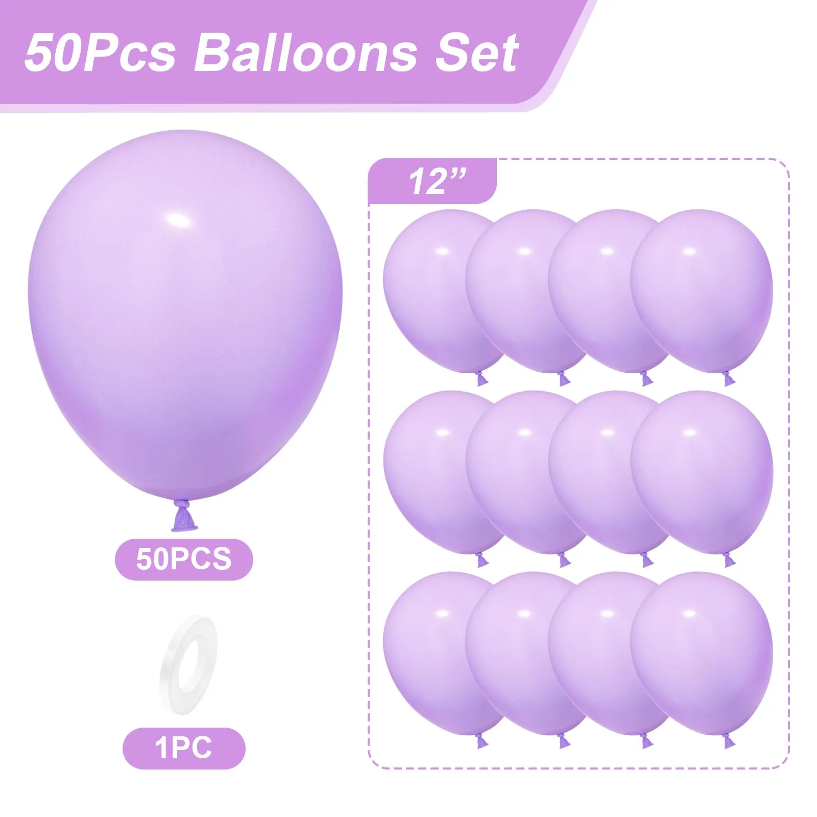 Unisun Palloncini Viola, 50 Pz 12 Pollici Palloncino Viola Chiaro Pastello - immagine 2