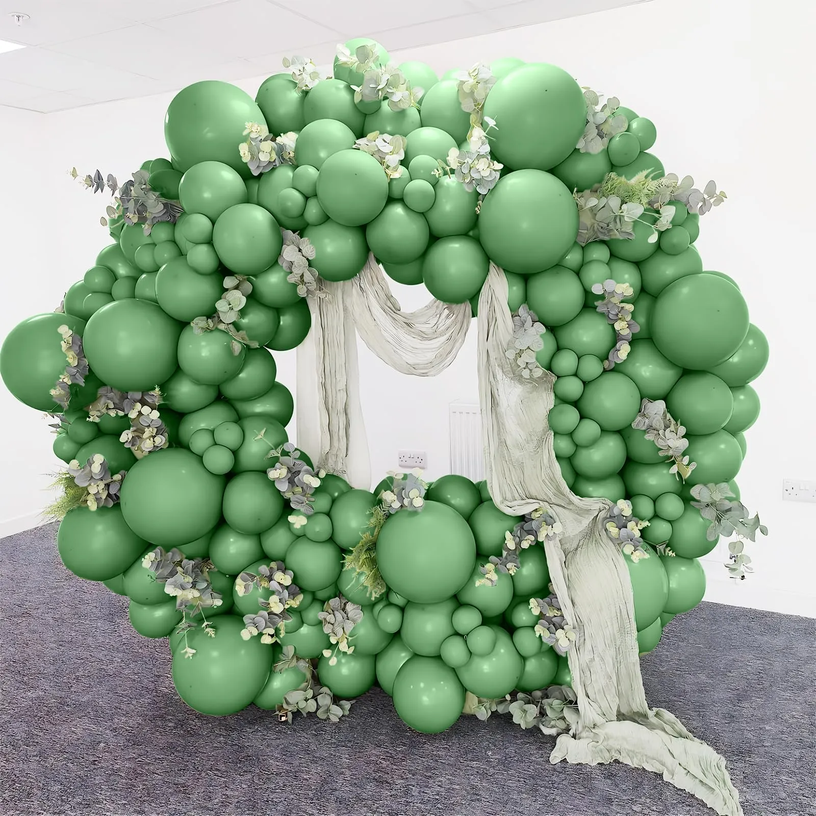 Unisun Palloncini Verde Salvia, 50 Pz 12 Pollici Palloncino Verde Retrò - immagine 4