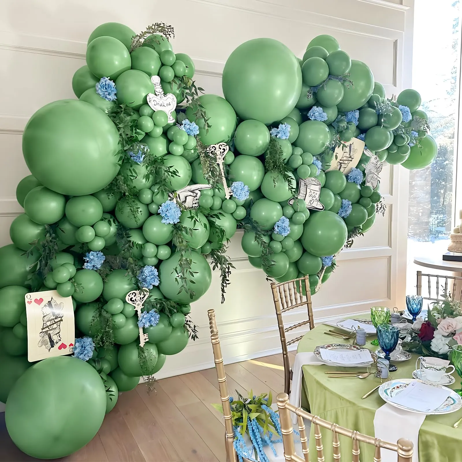 Unisun Palloncini Verde Salvia, 50 Pz 12 Pollici Palloncino Verde Retrò - immagine 6