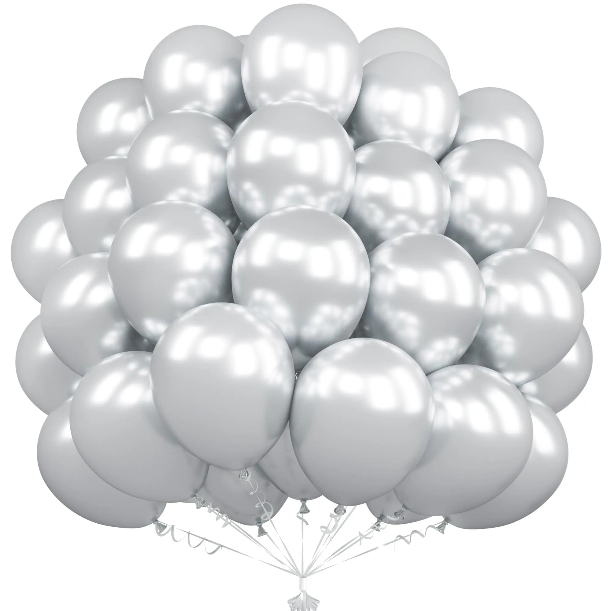 Unisun Palloncini Argento, 50 Pezzi 12 Pollici Palloncino Metallizzato - immagine 1