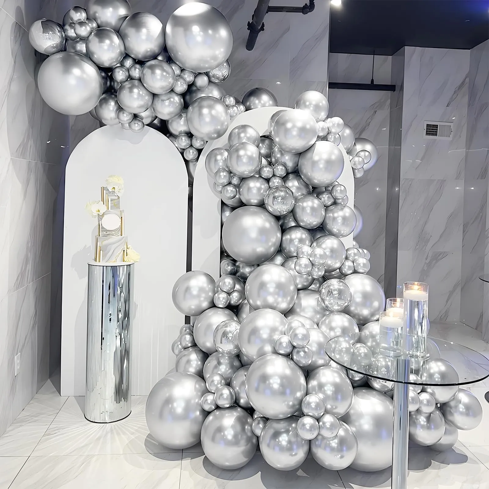 Unisun Palloncini Argento, 50 Pezzi 12 Pollici Palloncino Metallizzato - immagine 4