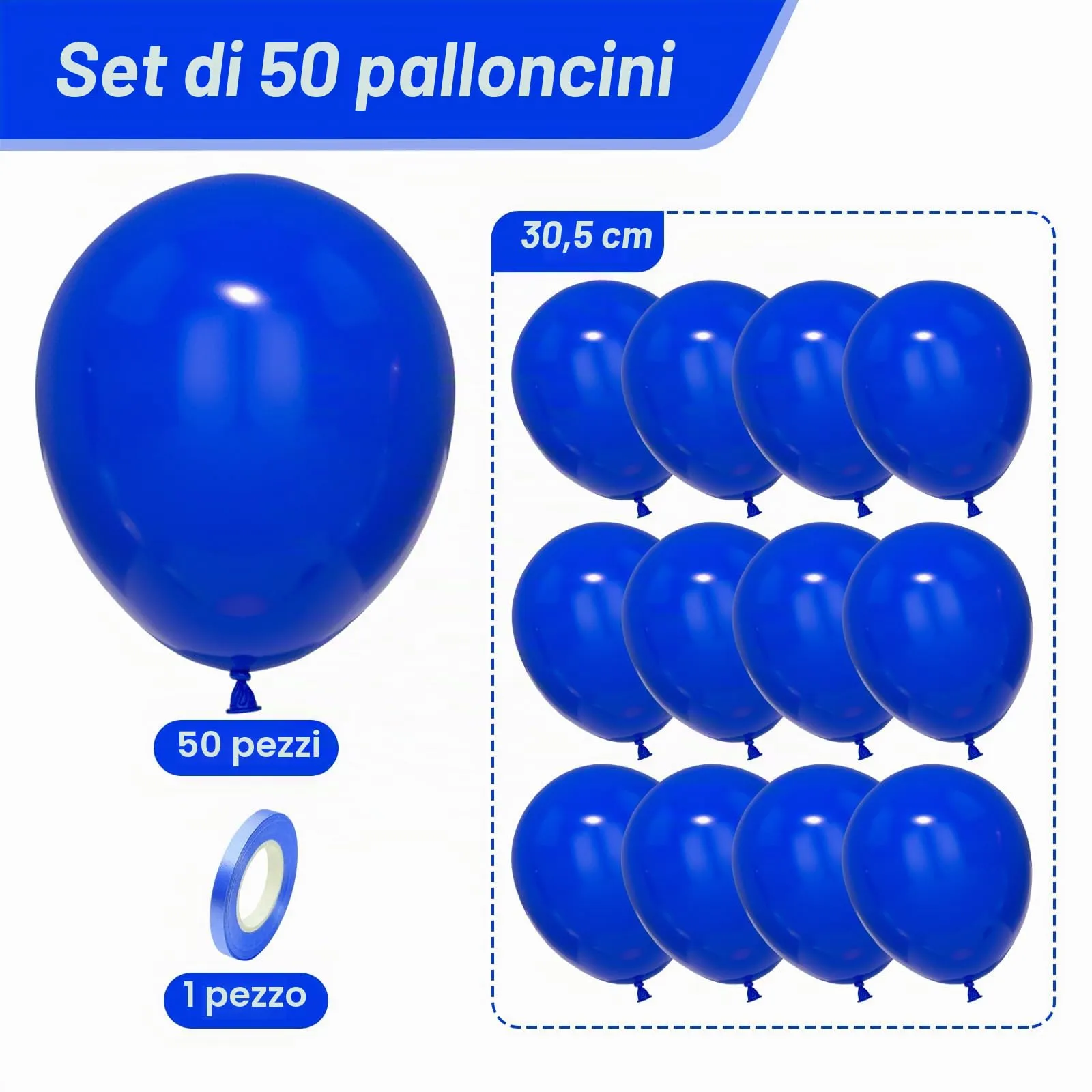 Unisun Palloncini Blu, 50 Pezzi 12 Pollici Palloncino Blu Scuro - immagine 2