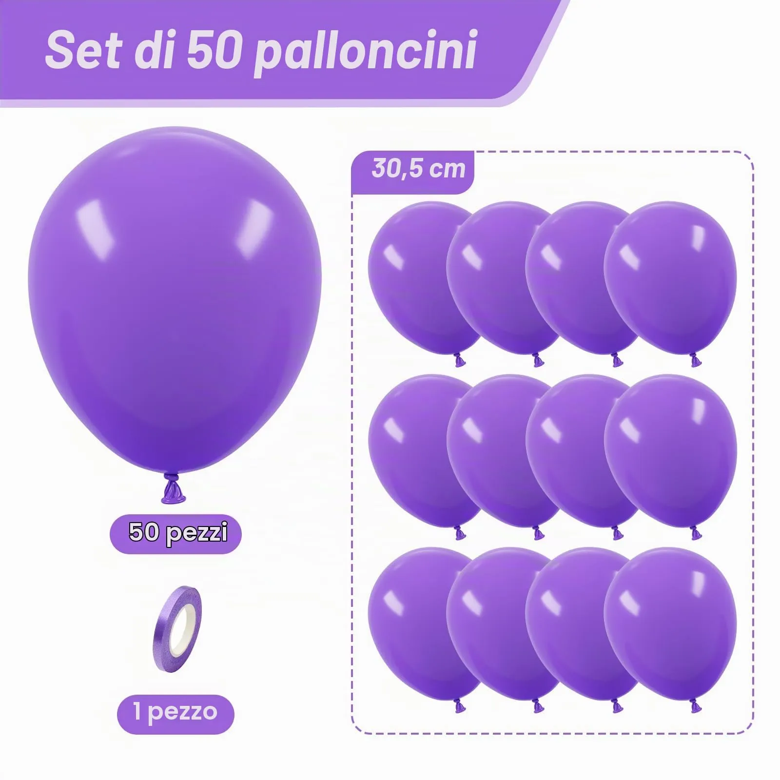 Unisun Palloncini Viola, 50 Pezzi 12 Pollici Palloncini Viola Scuro Opaco - immagine 2
