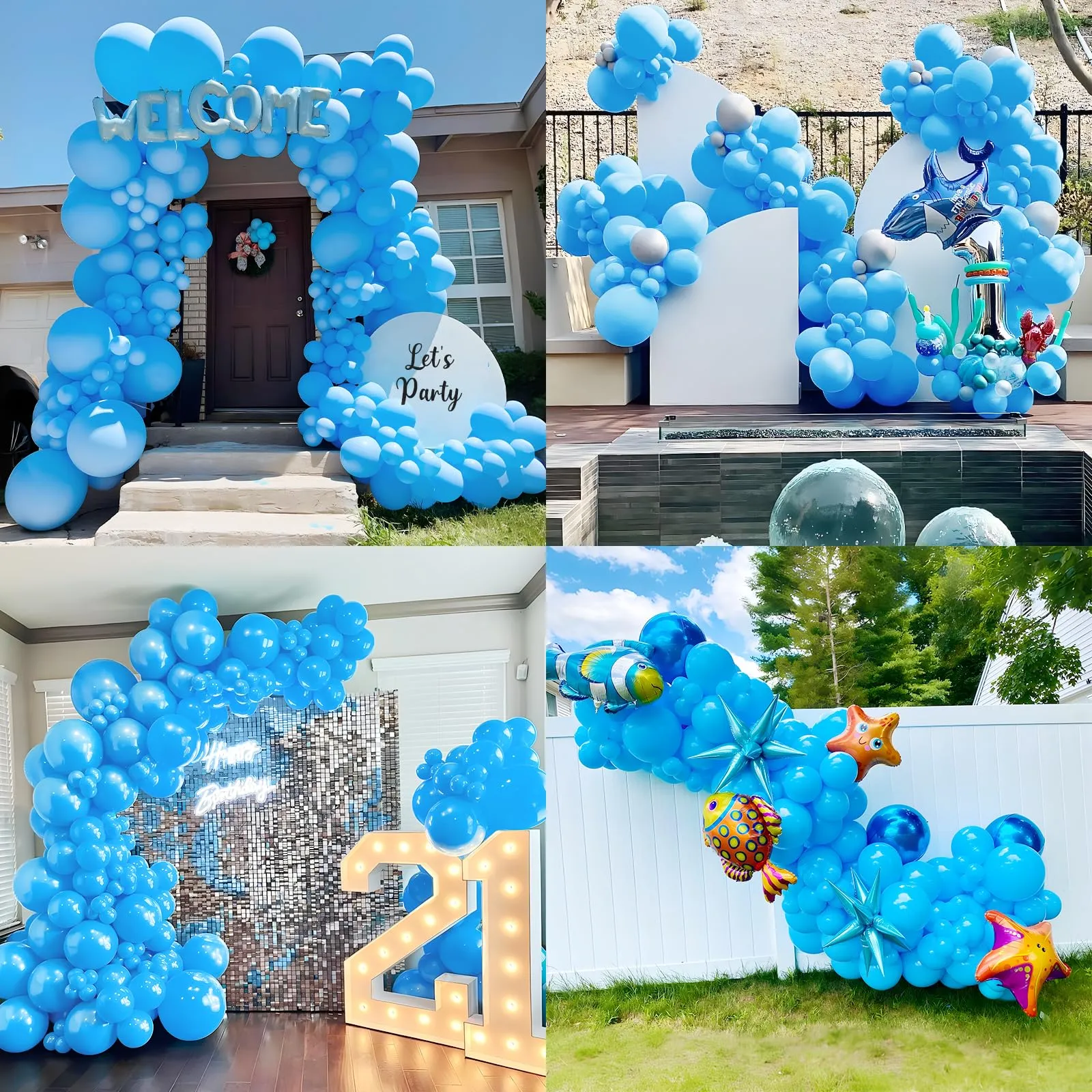 Unisun Palloncini Azzurro, 50 Pezzi 12 Pollici Palloncini Blu Cielo Mette - immagine 7