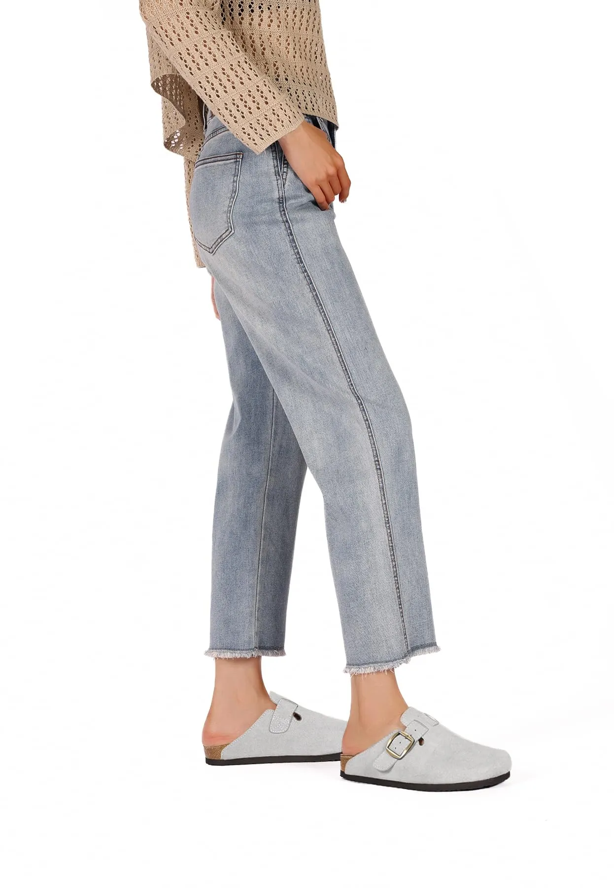QUEEN HELENA Sabot Scamosciati Sandali Chiusi Donna X30-210 (Grigio, Sistema Taglie Calzature EU, Adulto, Donna, Numero, Media, 40) - immagine 3