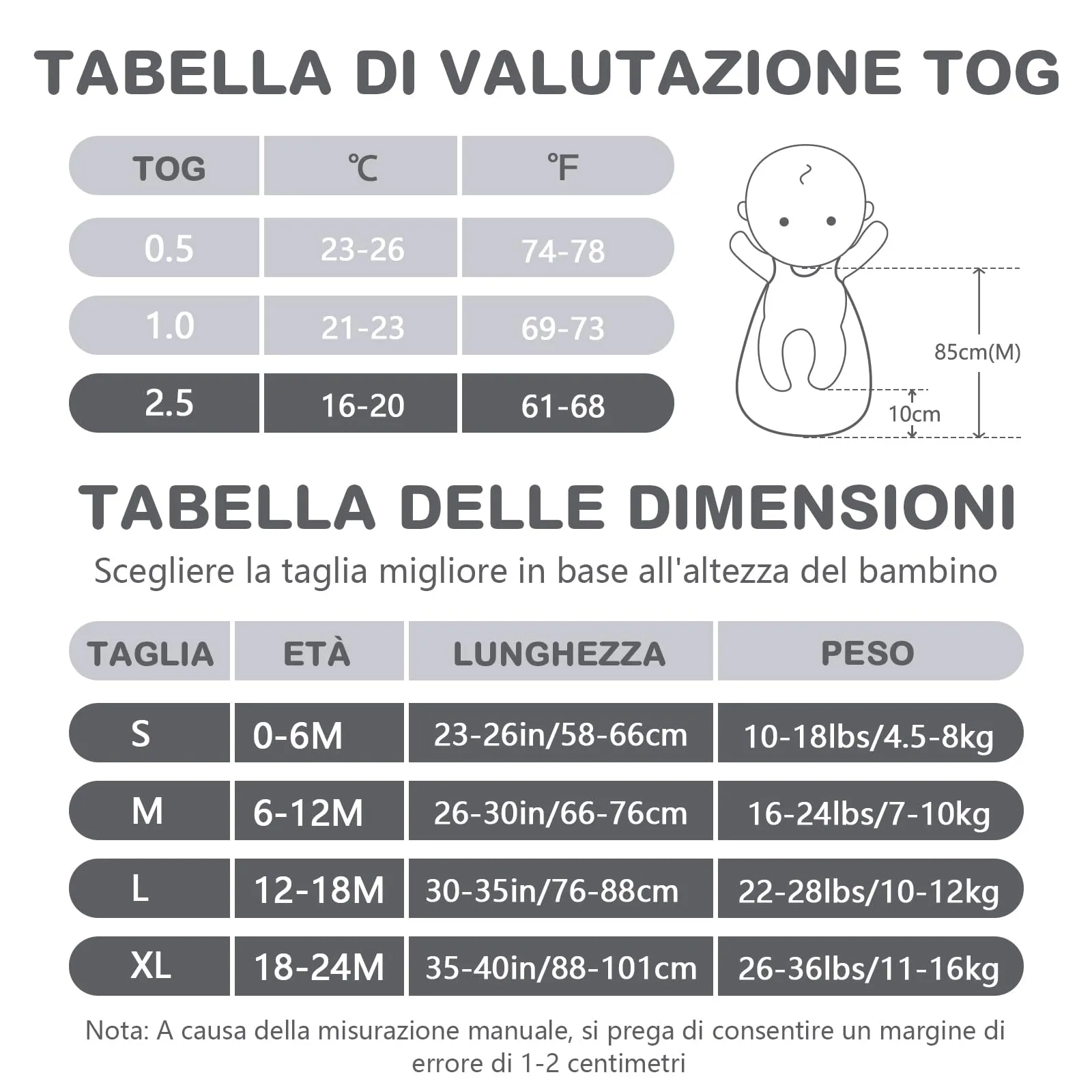 Mosebears Sacco nanna invernale per bambini, 2,5 Tog, 100% cotone, diverse dimensioni, dalla nascita fino a 18 mesi, adatto per tutto l'anno - immagine 4